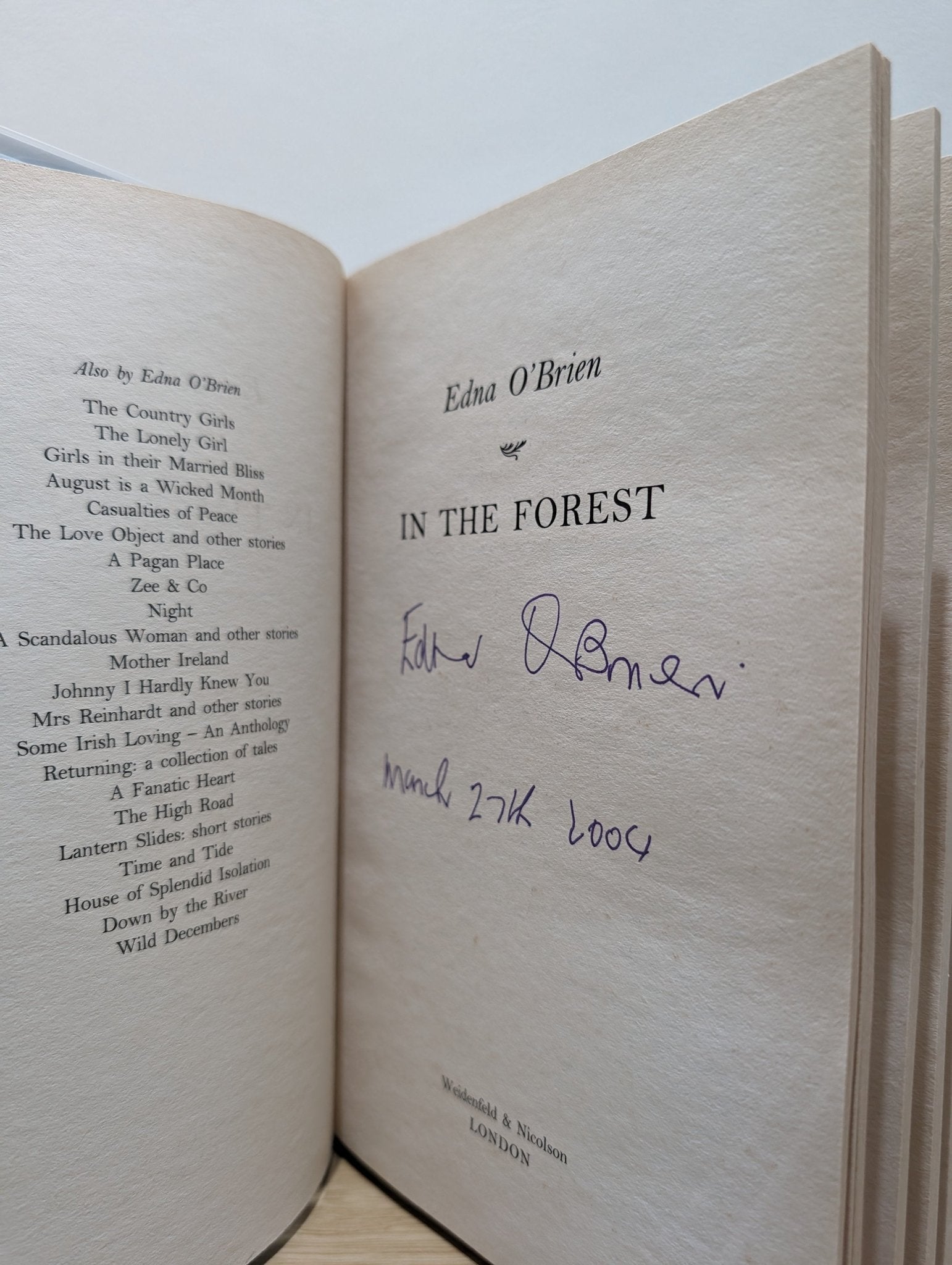 In the Forest by Edna O'Brien (Signed Dated First Edition) - Fialta Books