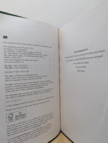 In the Lives of Puppets by TJ Klune (Signed First Edition with sprayed edges) - Fialta Books