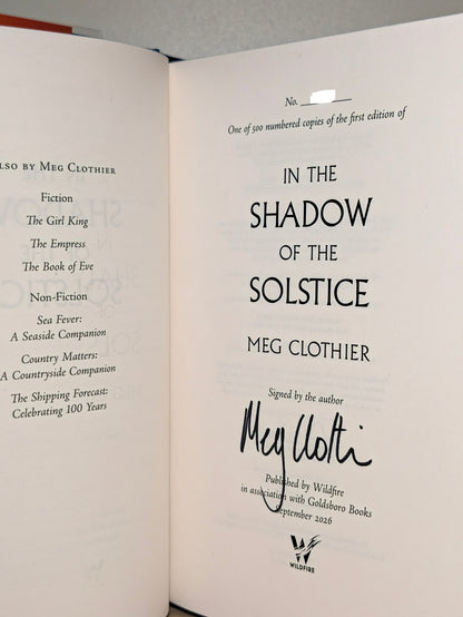 In the Shadow of the Solstice by Meg Clothier (Signed First Edition with sprayed edges) - Fialta Books