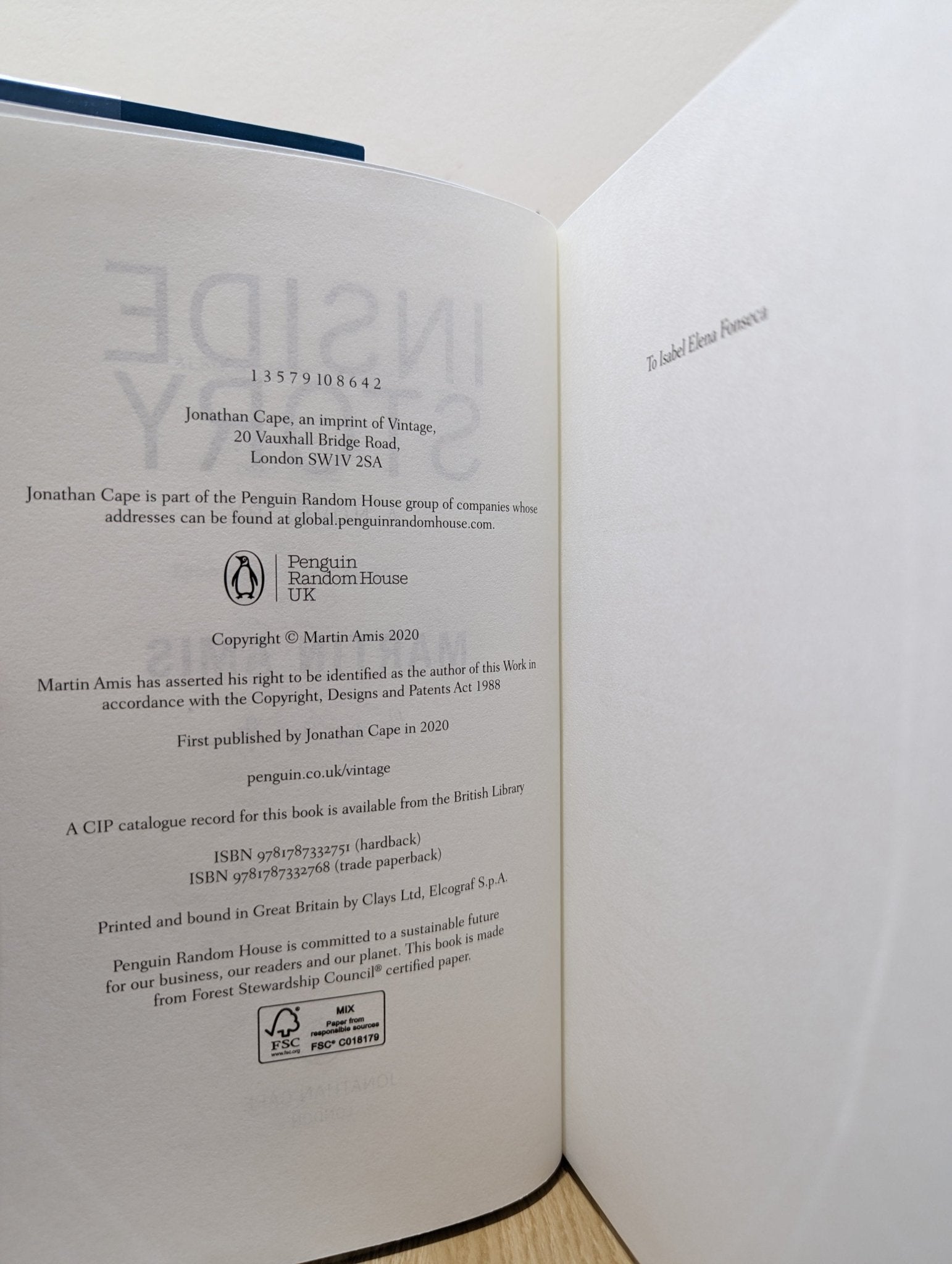 Inside Story: a novel by Martin Amis (Signed First Edition) - Fialta Books