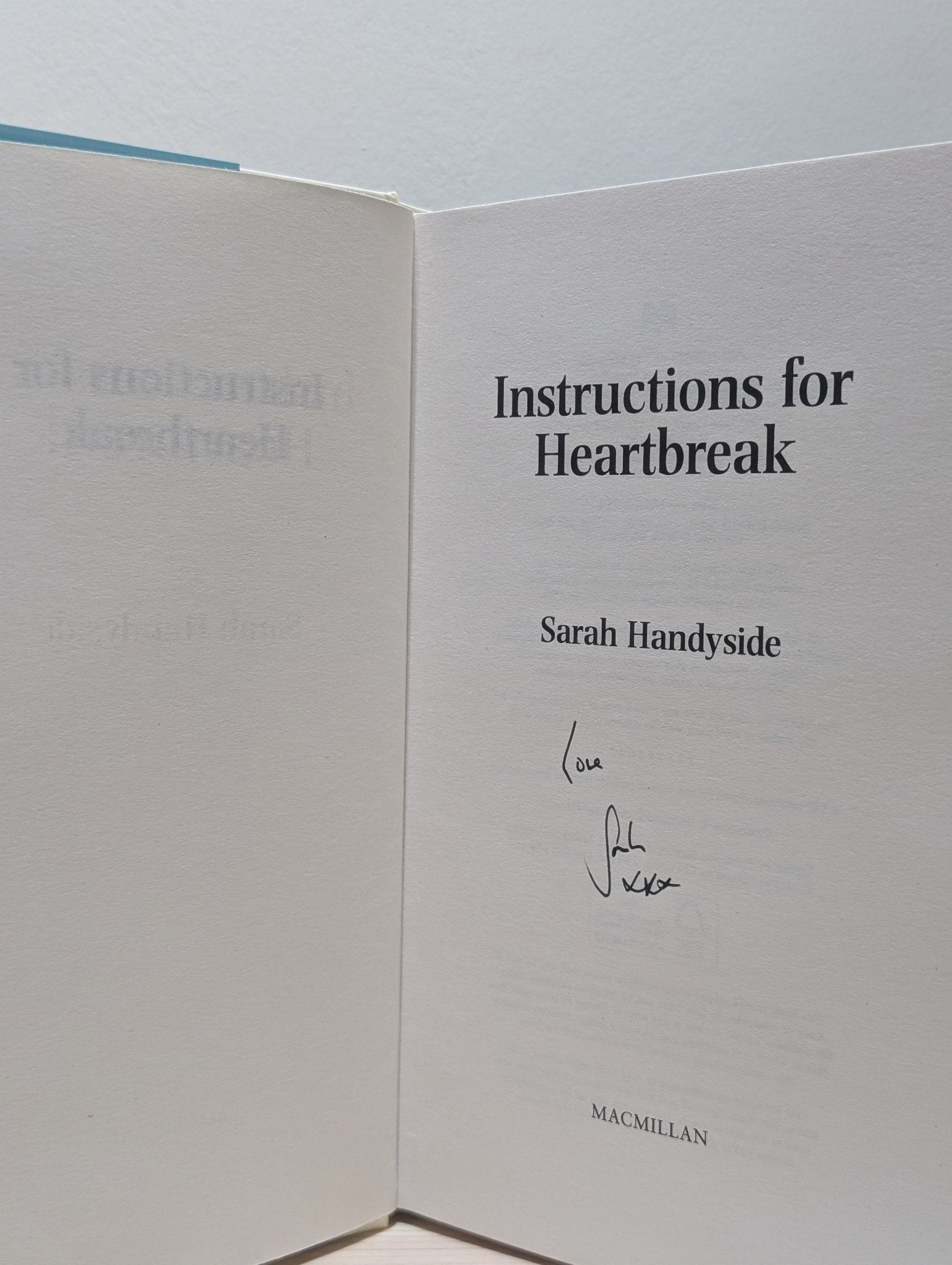 Instructions for Heartbreak by Sarah Handyside (Signed First Edition) - Fialta Books