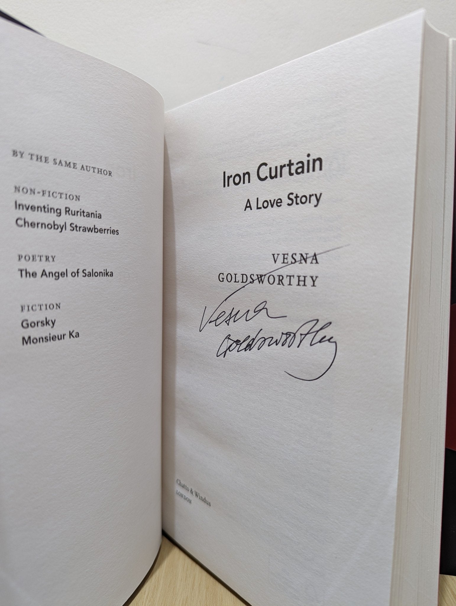 Iron Curtain: A Love Story by Vesna Goldsworthy (Signed First Edition) - Fialta Books