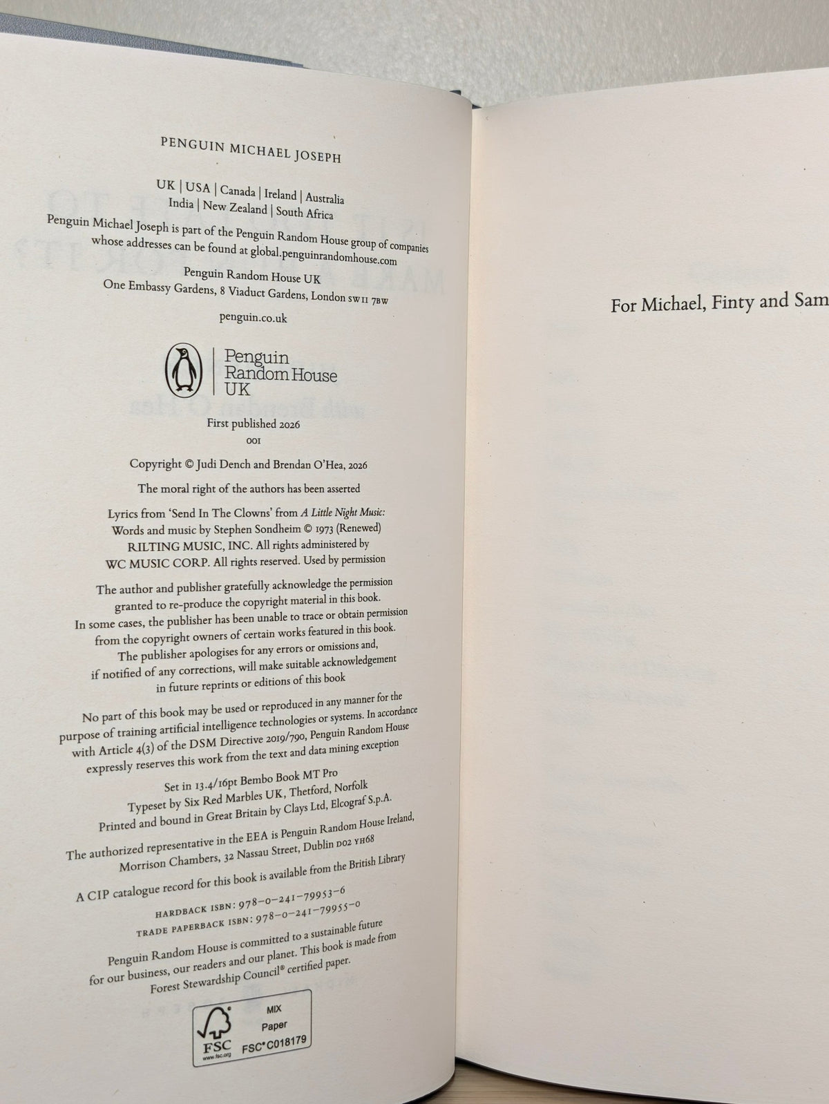Is It Too Late to Make a Run for It? by Judi Dench (Signed First Edition with extra content) - Fialta Books