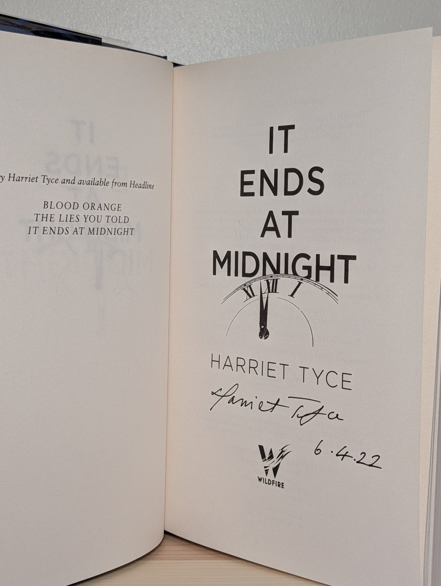 It Ends At Midnight by Harriet Tyce (Signed Dated First Edition) - Fialta Books