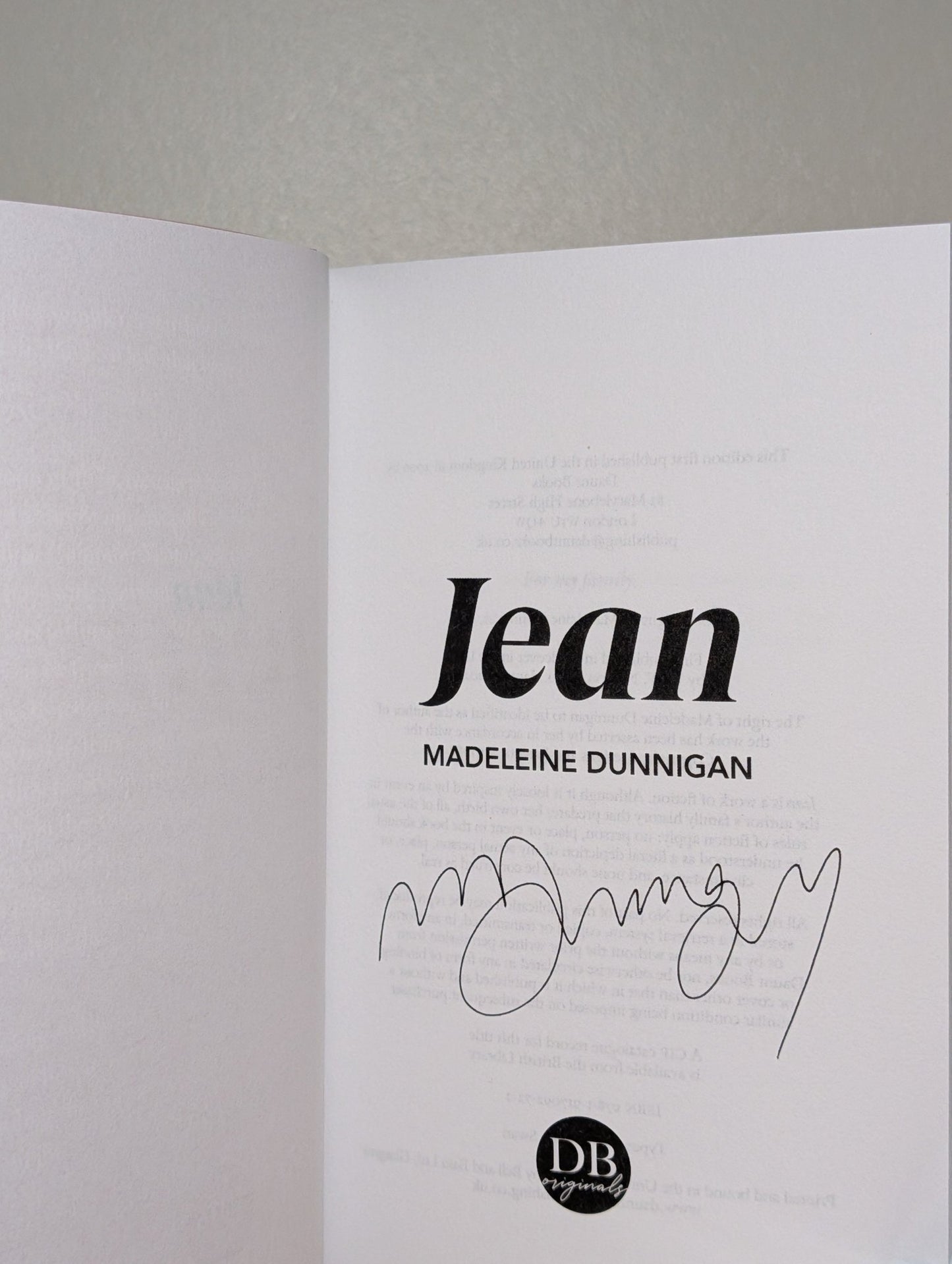 Jean by Madeleine Dunnigan (Signed First Edition) - Fialta Books