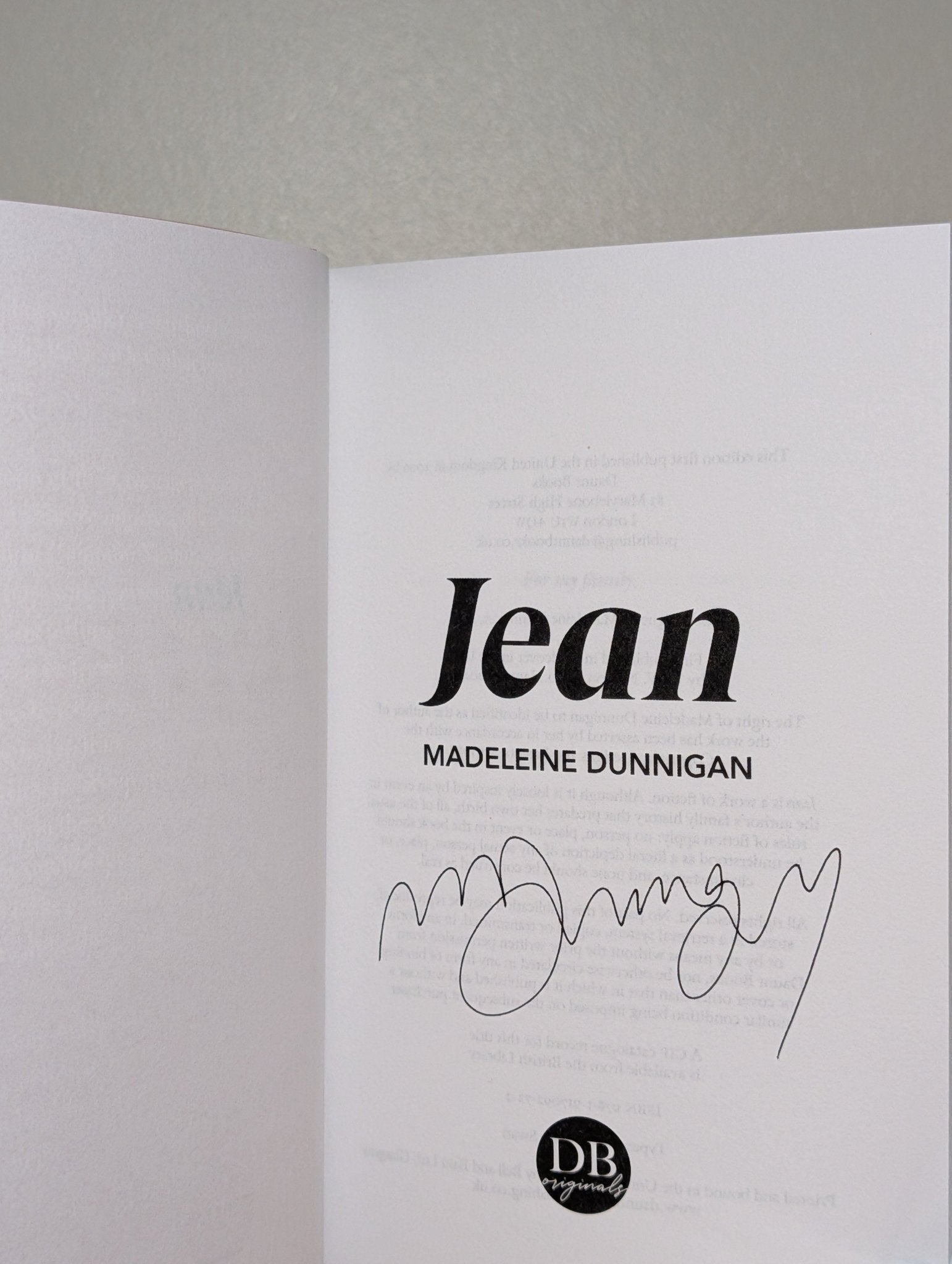Jean by Madeleine Dunnigan (Signed First Edition) - Fialta Books