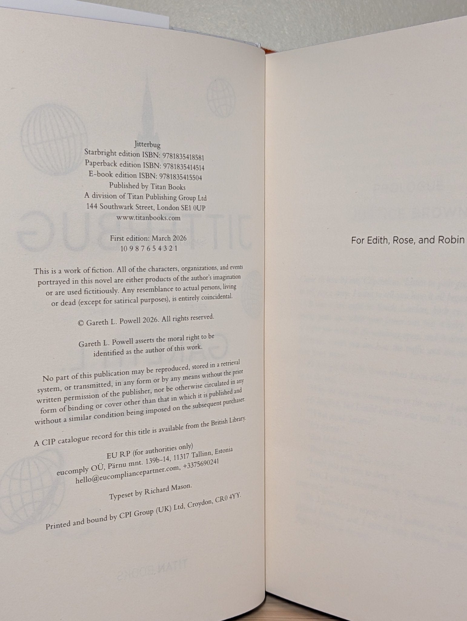 Jitterbug by Gareth L. Powell (Signed First Edition with sprayed edges) - Fialta Books