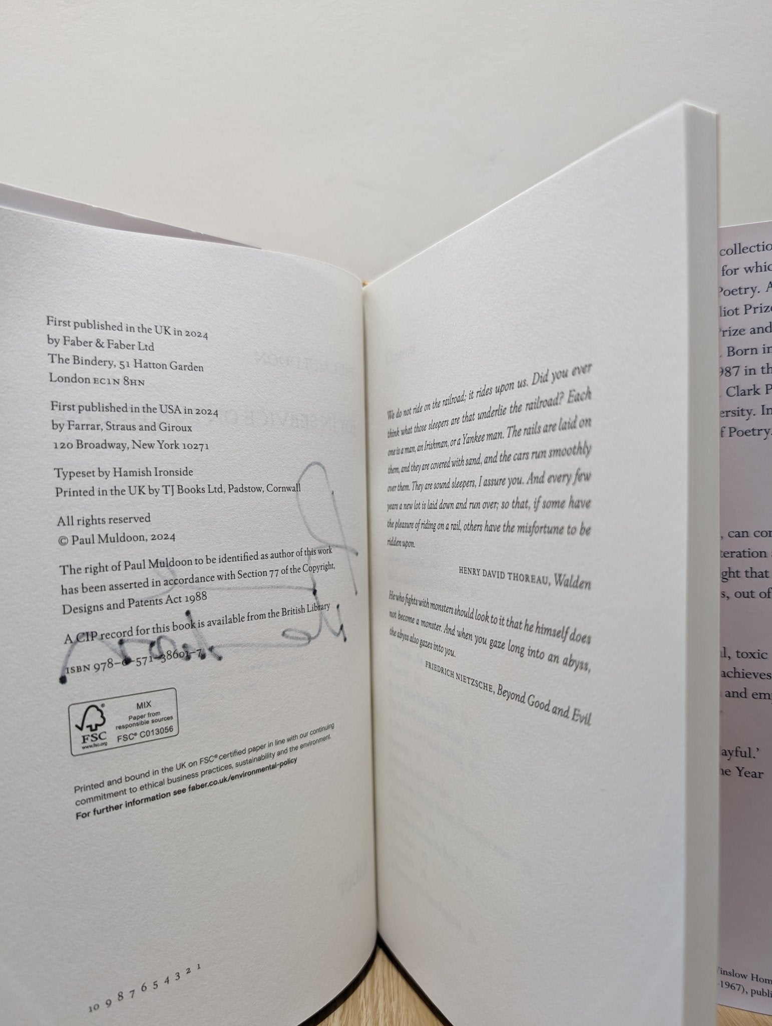 Joy in Service on Rue Tagore by Paul Muldoon (Signed First Edition) - Fialta Books