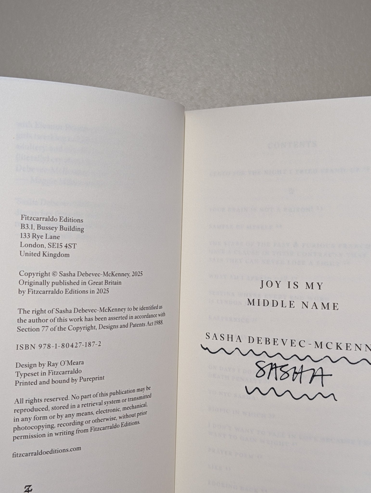 Joy Is My Middle Name by Sasha Debevec - McKenney (Signed First Edition) - Fialta Books