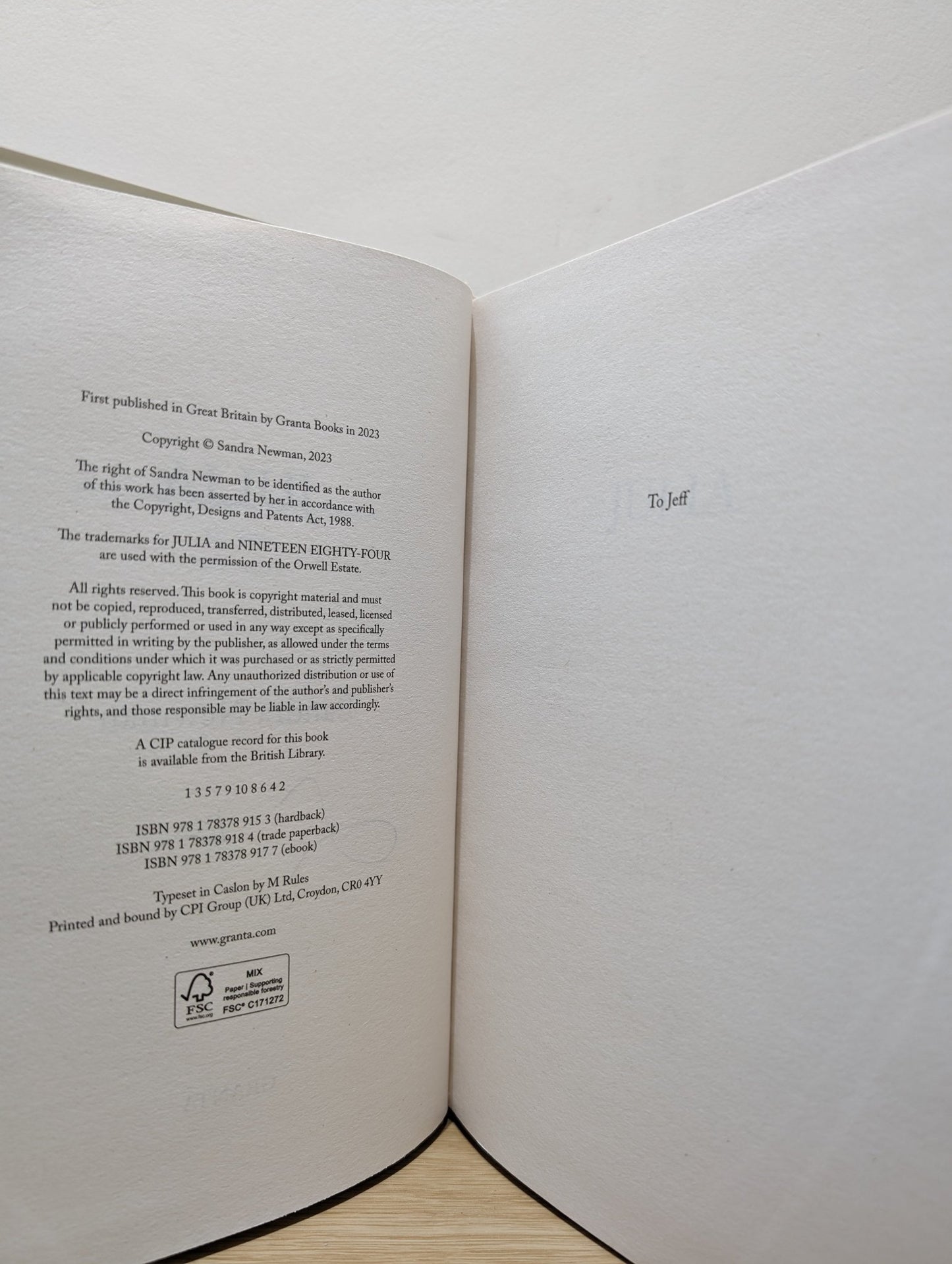 Julia by Sandra Newman (Signed First Edition) - Fialta Books