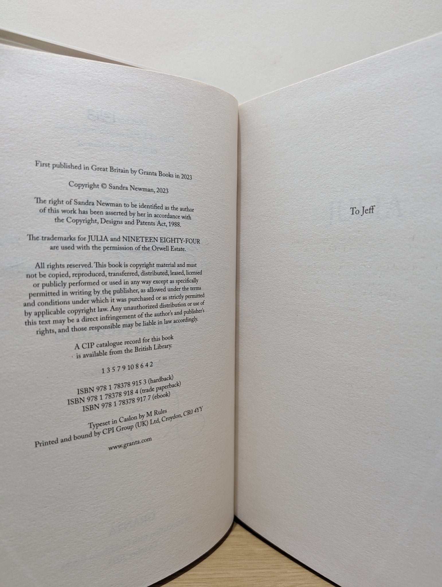 Julia by Sandra Newman (Signed Lined Numbered) - Fialta Books