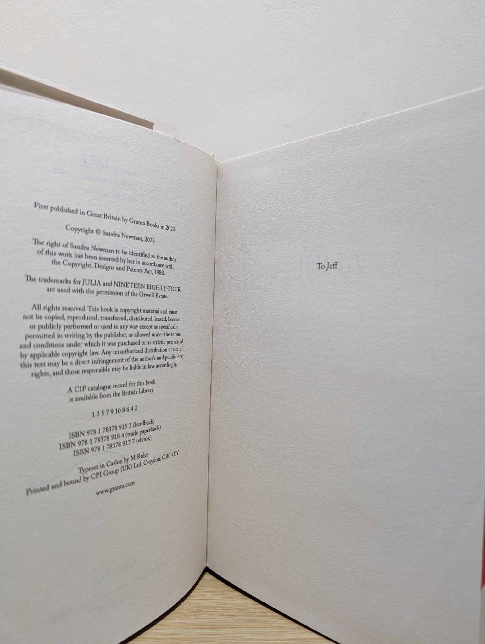Julia by Sandra Newman (Signed Numbered First Edition with sprayed edges) - Fialta Books