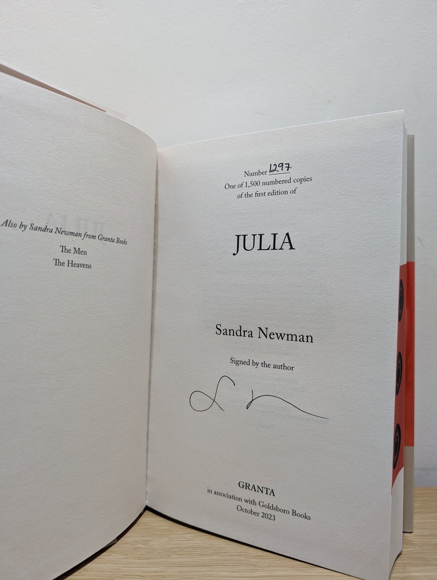 Julia by Sandra Newman (Signed Numbered First Edition with sprayed edges) - Fialta Books