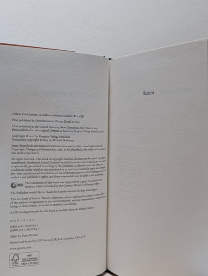 Kairos by Jenny Erpenbeck - Fialta Books
