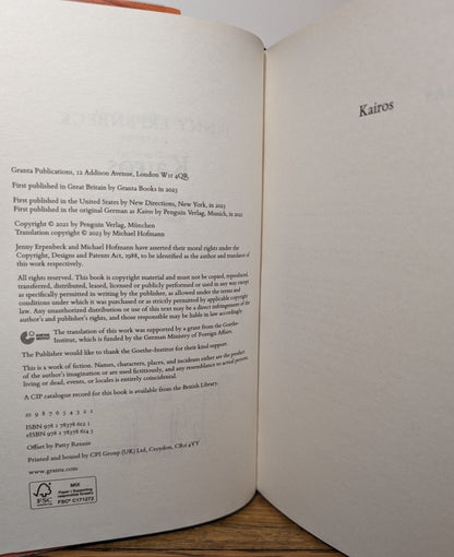 Kairos by Jenny Erpenbeck (Signed First Edition) - Fialta Books
