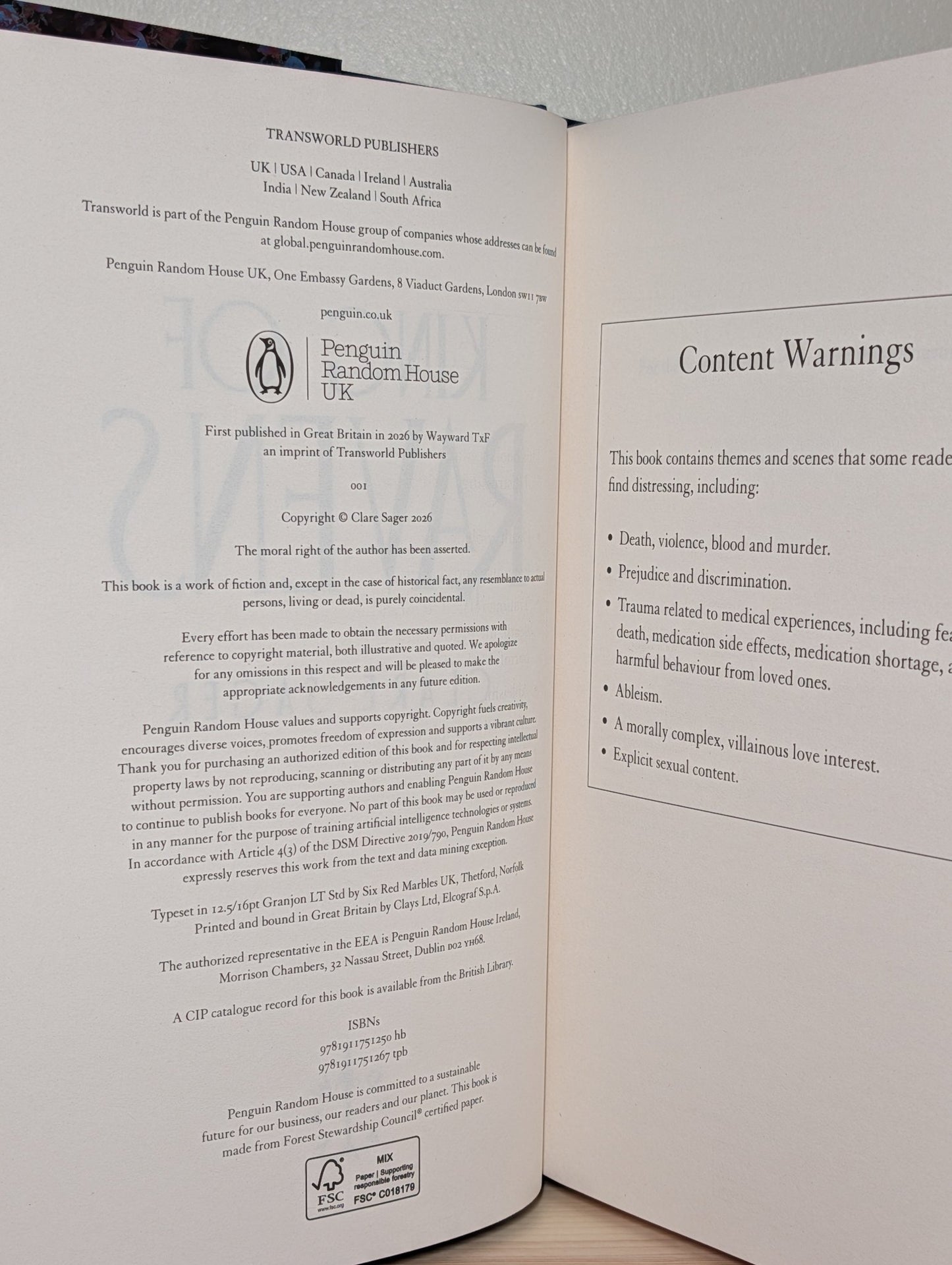 King of Ravens by Clare Sager (First Edition with sprayed edges) - Fialta Books