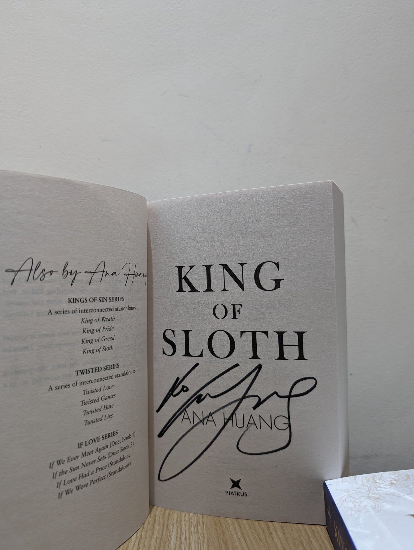 King of Sloth by Ana Huang (Signed First Edition) - Fialta Books