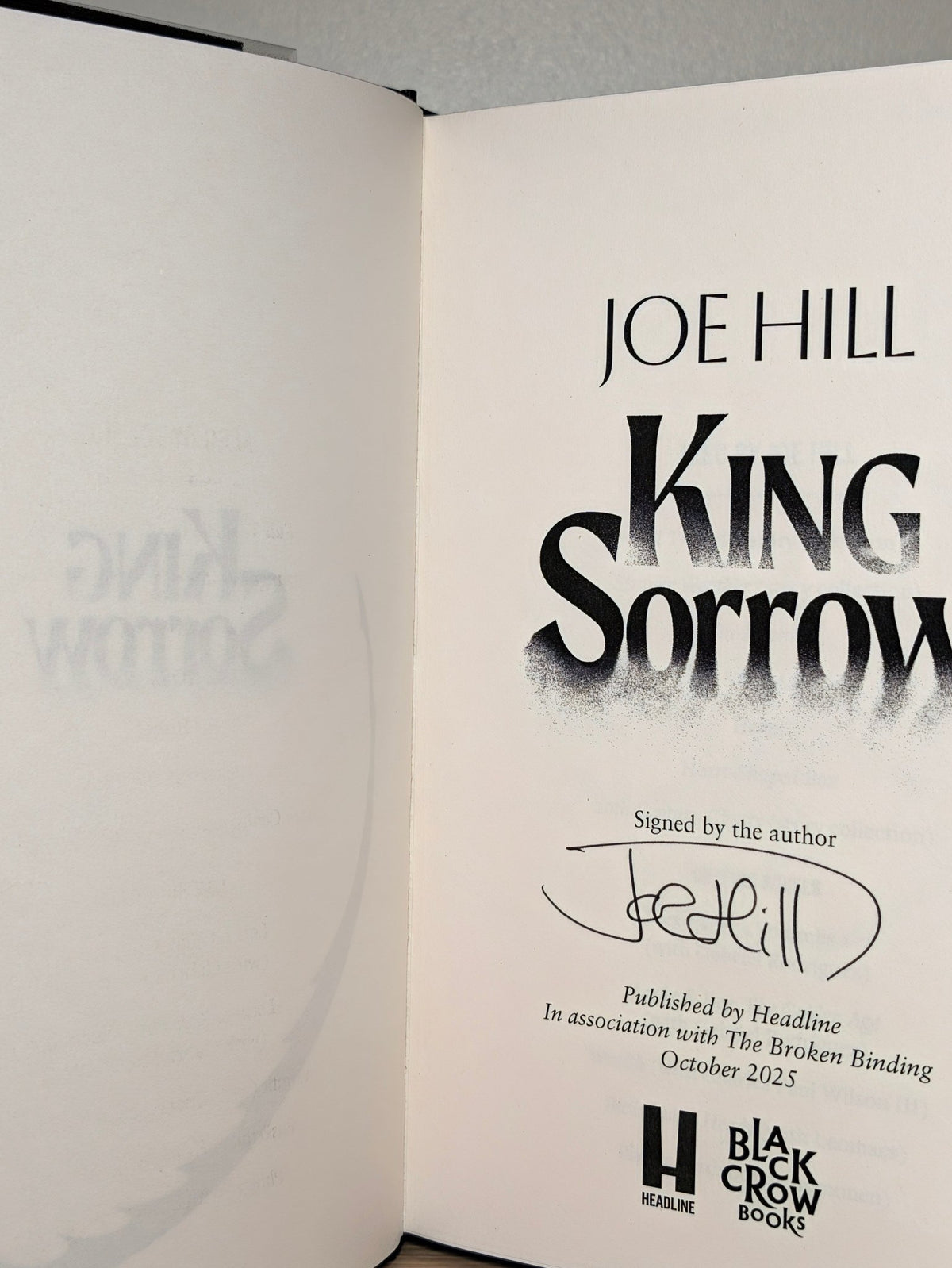 King Sorrow by Joe Hill (Signed Lined Edition with sprayed edges) - Fialta Books