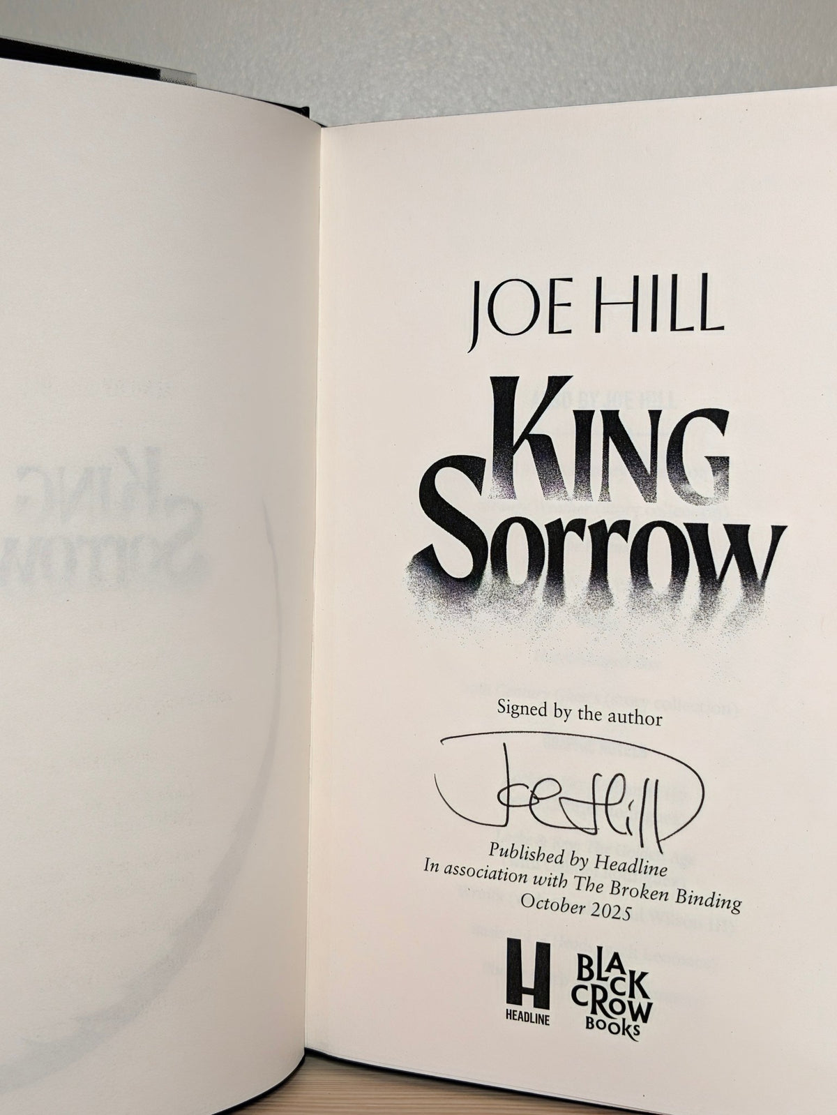King Sorrow by Joe Hill (Signed Lined First Edition with sprayed edges) - Fialta Books