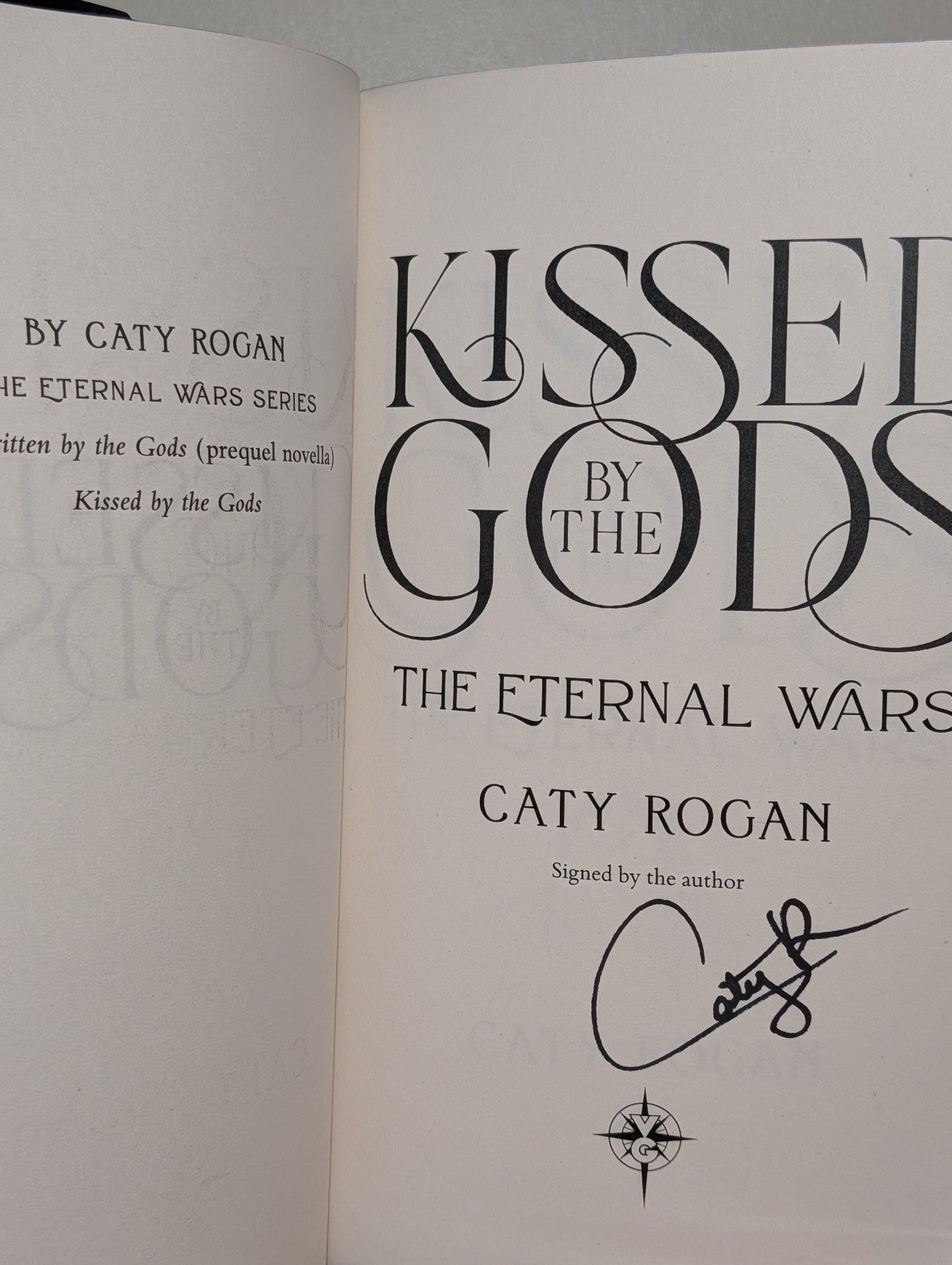 Kissed by the Gods by Caty Rogan (Signed First Edition with sprayed edges) - Fialta Books