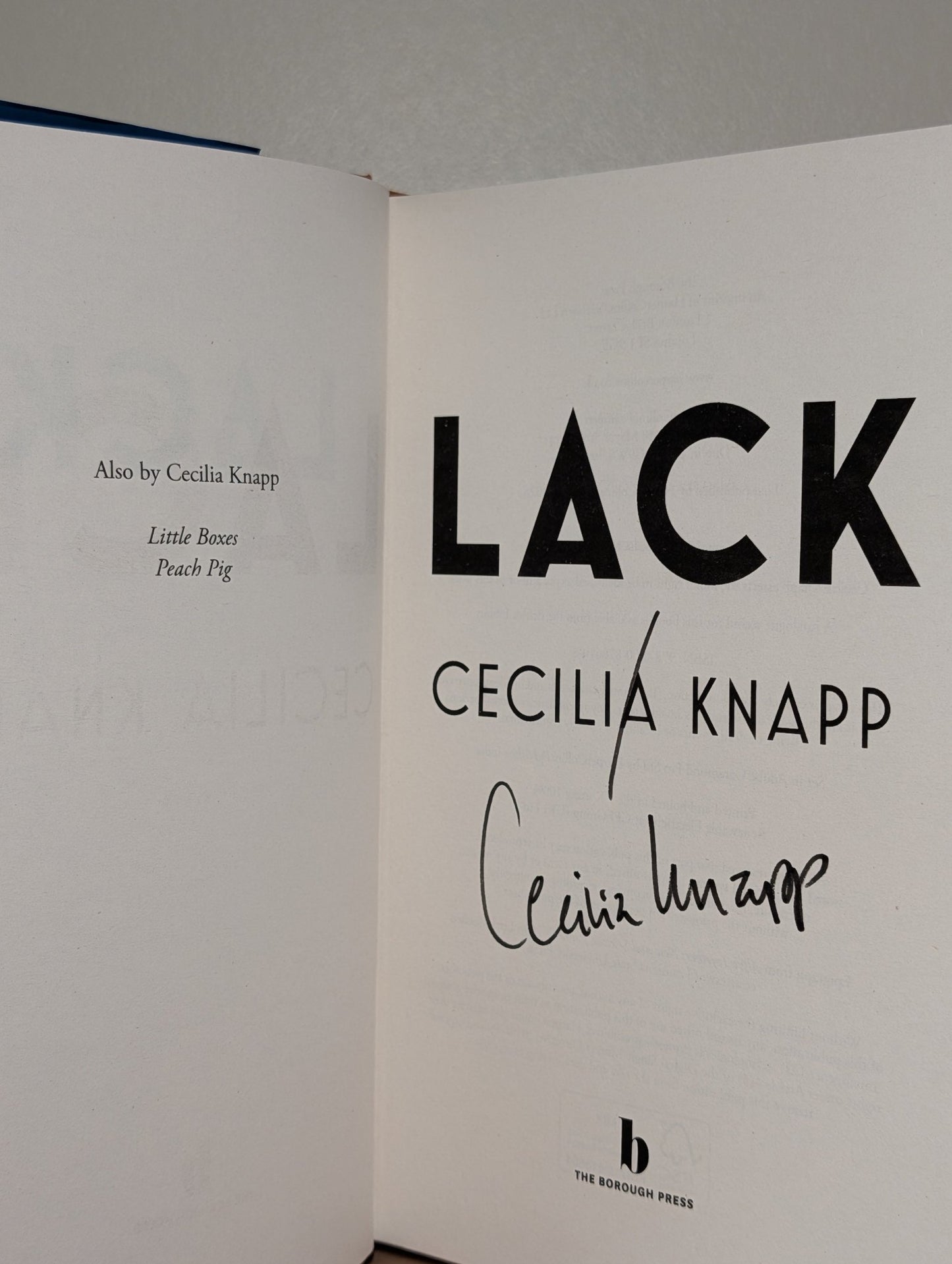 Lack by Cecilia Knapp (Signed First Edition) - Fialta Books