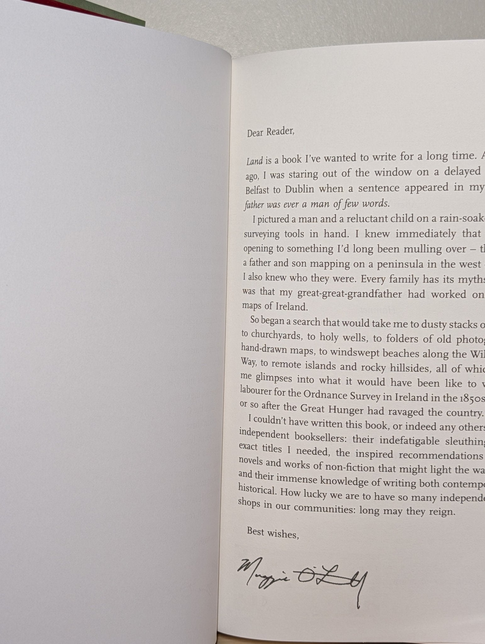 Land by Maggie O'Farrell (First Edition with author letter) - Fialta Books