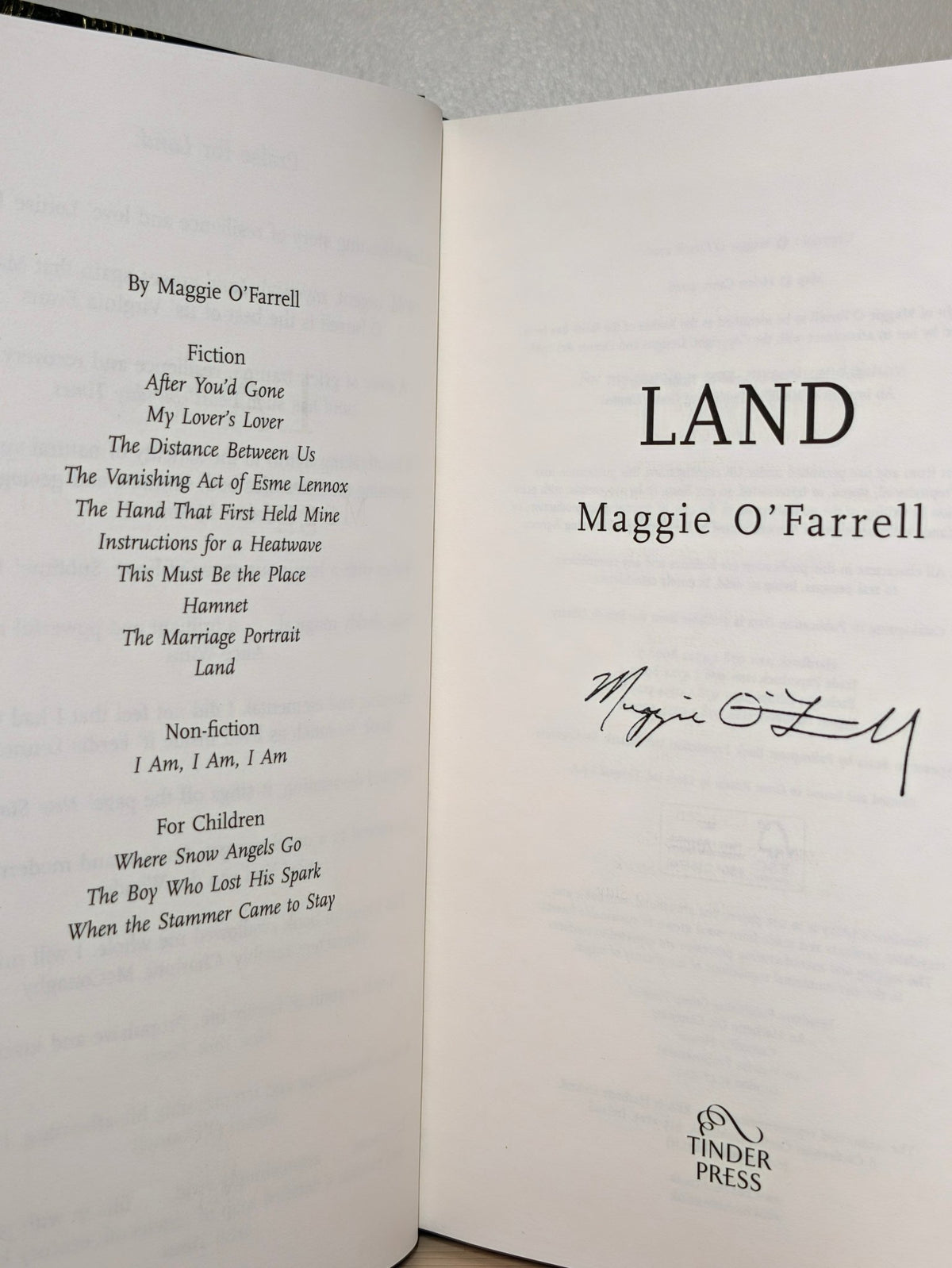 Land by Maggie O'Farrell (Stamped Exclusive Edition) - Fialta Books