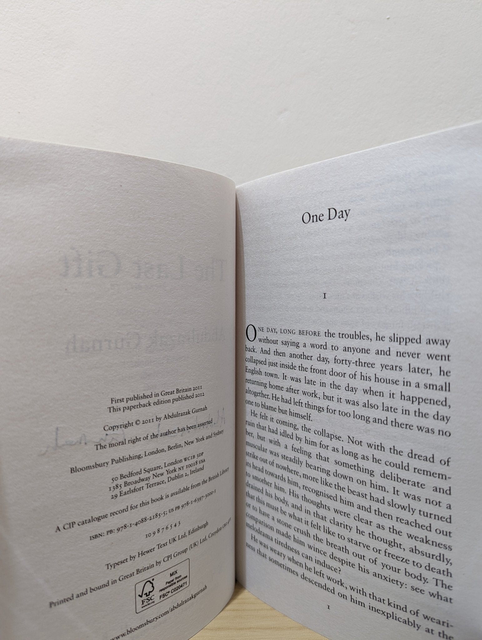 Last Gift by Abdulrazak Gurnah (Signed) - Fialta Books