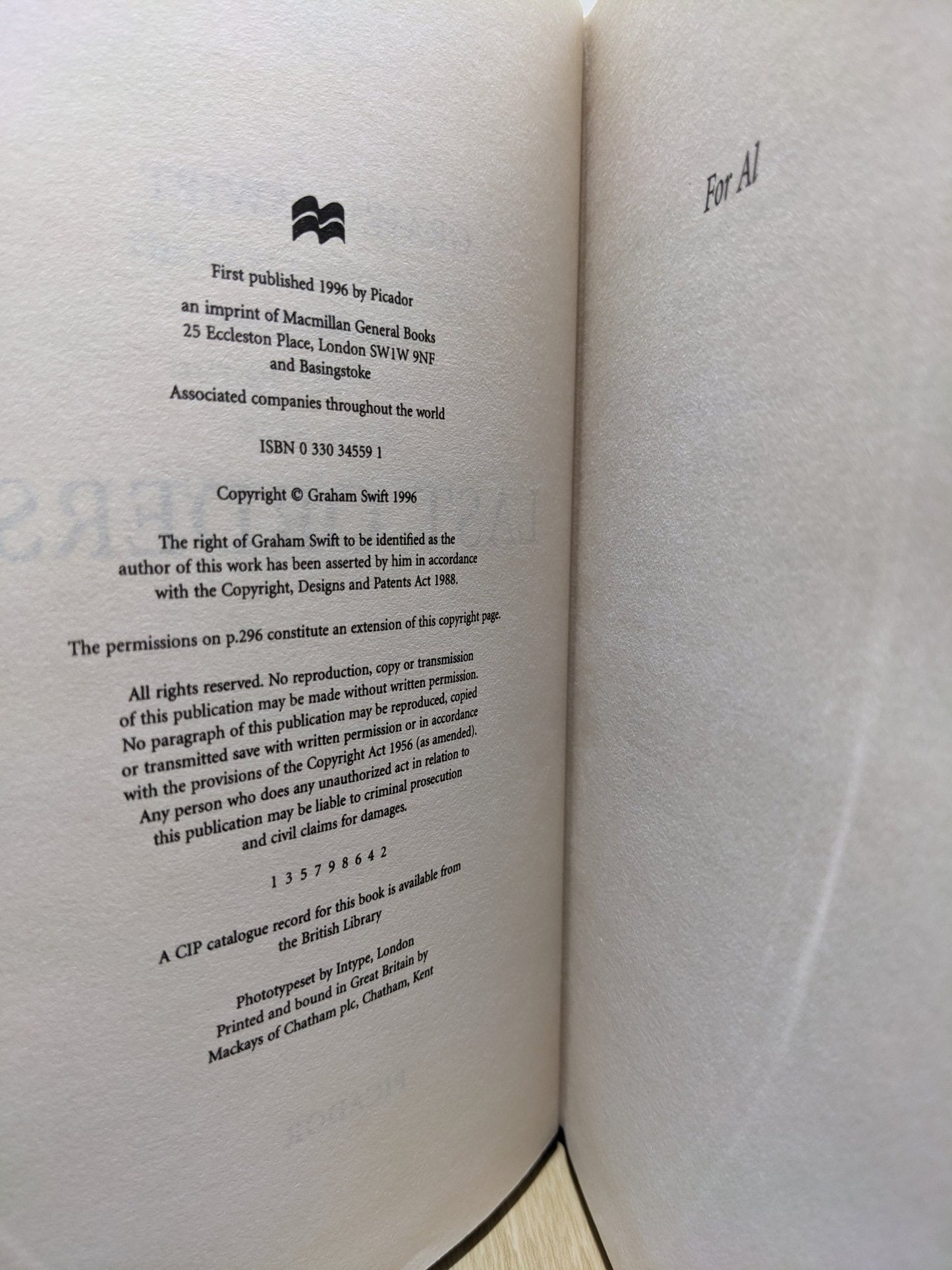 Last Orders by Graham Swift - Fialta Books