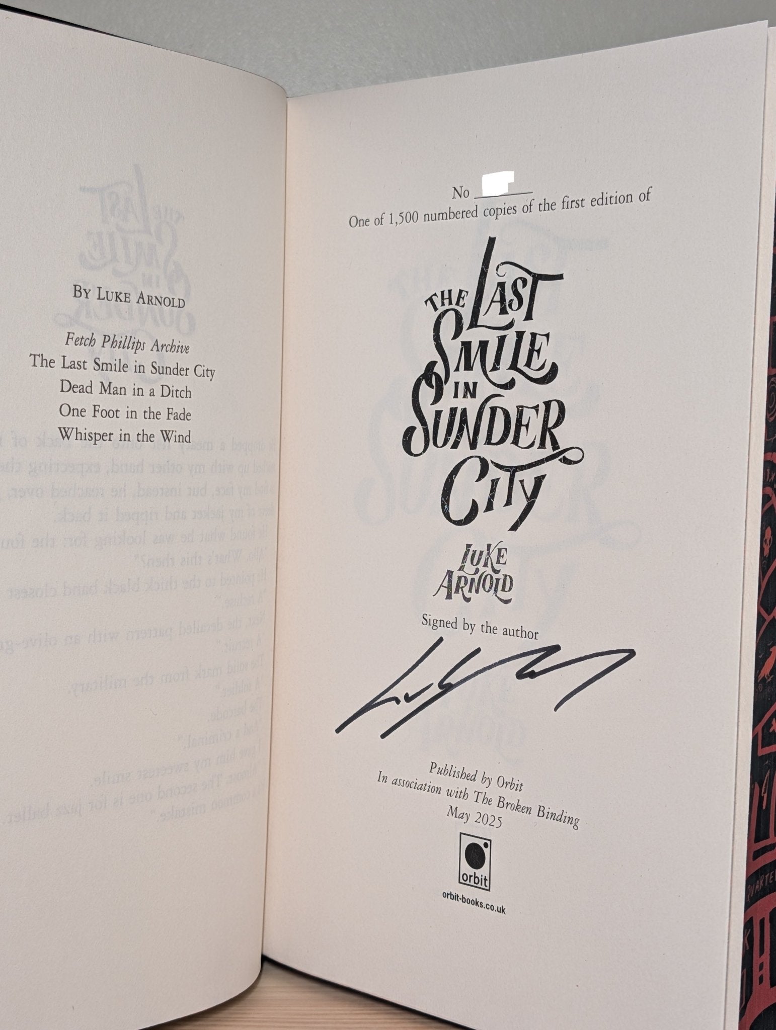 Last Smile in Sunder City; Dead Man in a Ditch by Luke Arnold (Signed with sprayed edges) - Fialta Books