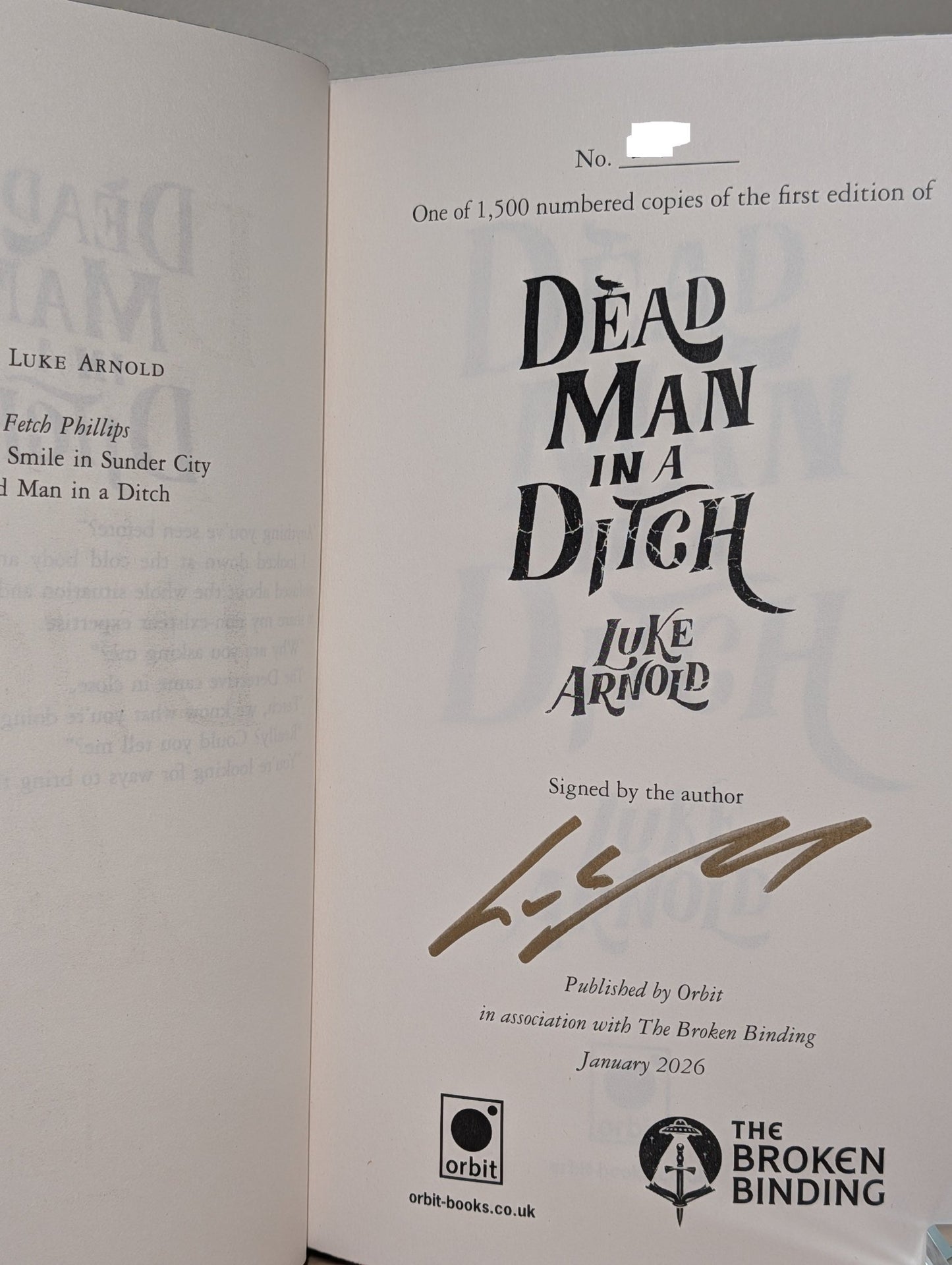 Last Smile in Sunder City; Dead Man in a Ditch by Luke Arnold (Signed with sprayed edges) - Fialta Books