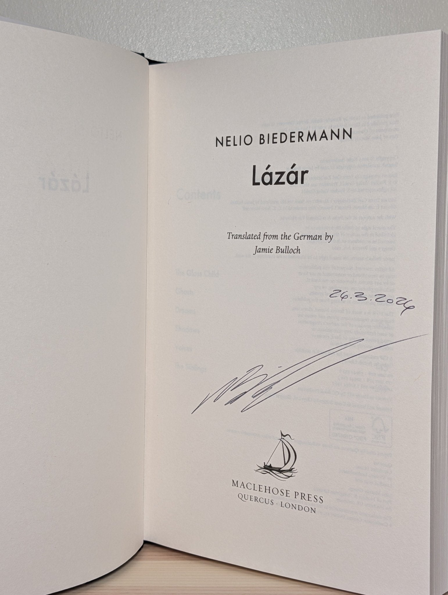 Lazar by Nelio Biedermann (Signed Dated First Edition) - Fialta Books