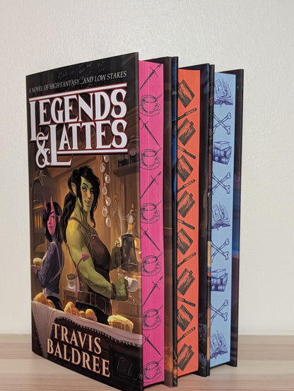 Legends & Lattes; Bookshops & Bonedust; Brigands & Breadknives (Signed Set with sprayed edges) - Fialta Books
