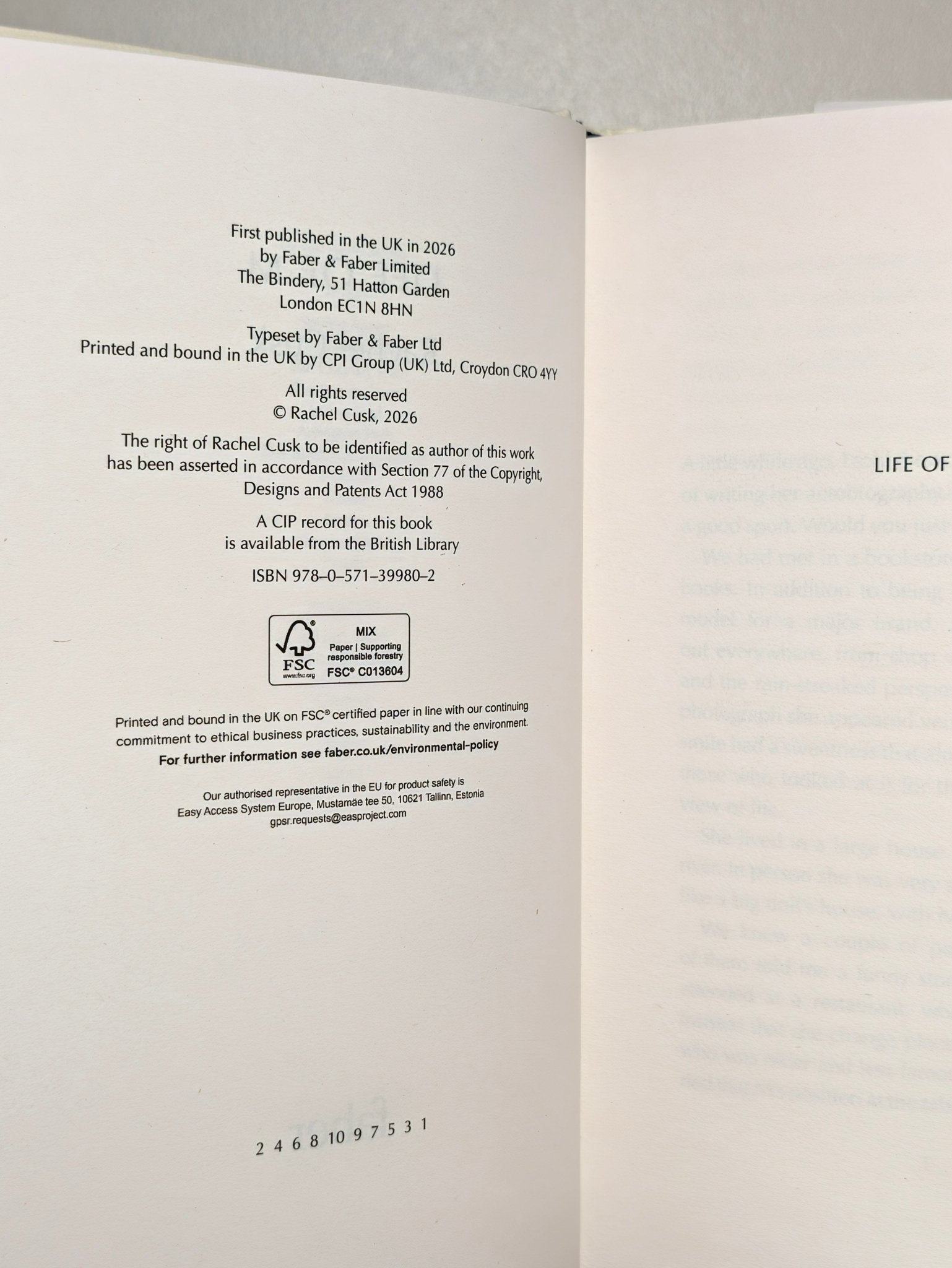 Life of M by Rachel Cusk (Signed First Edition) - Fialta Books