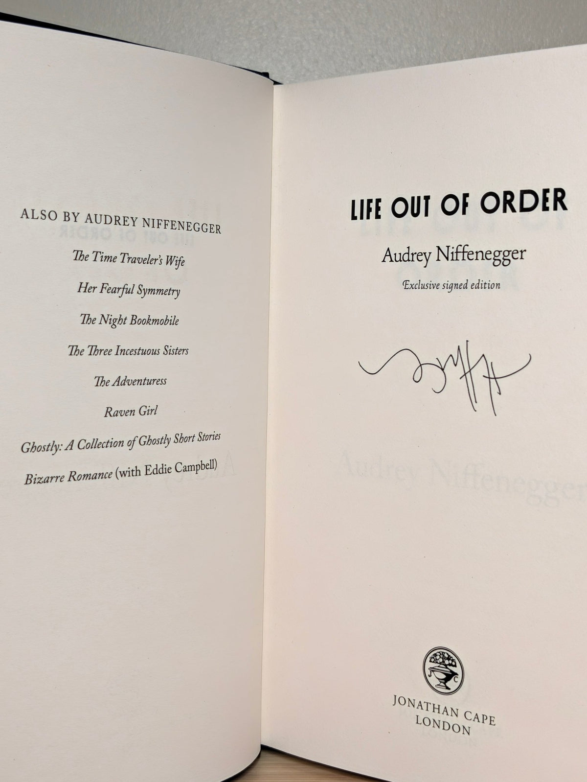 Life Out of Order by Audrey Niffenegger (Signed First Edition) - Fialta Books