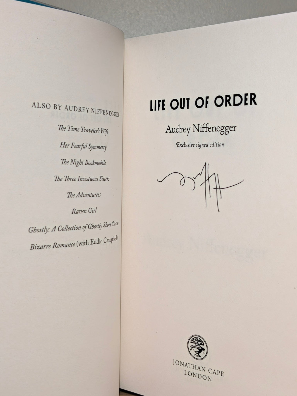 Life Out of Order by Audrey Niffenegger (Signed First Edition with sprayed edges) - Fialta Books