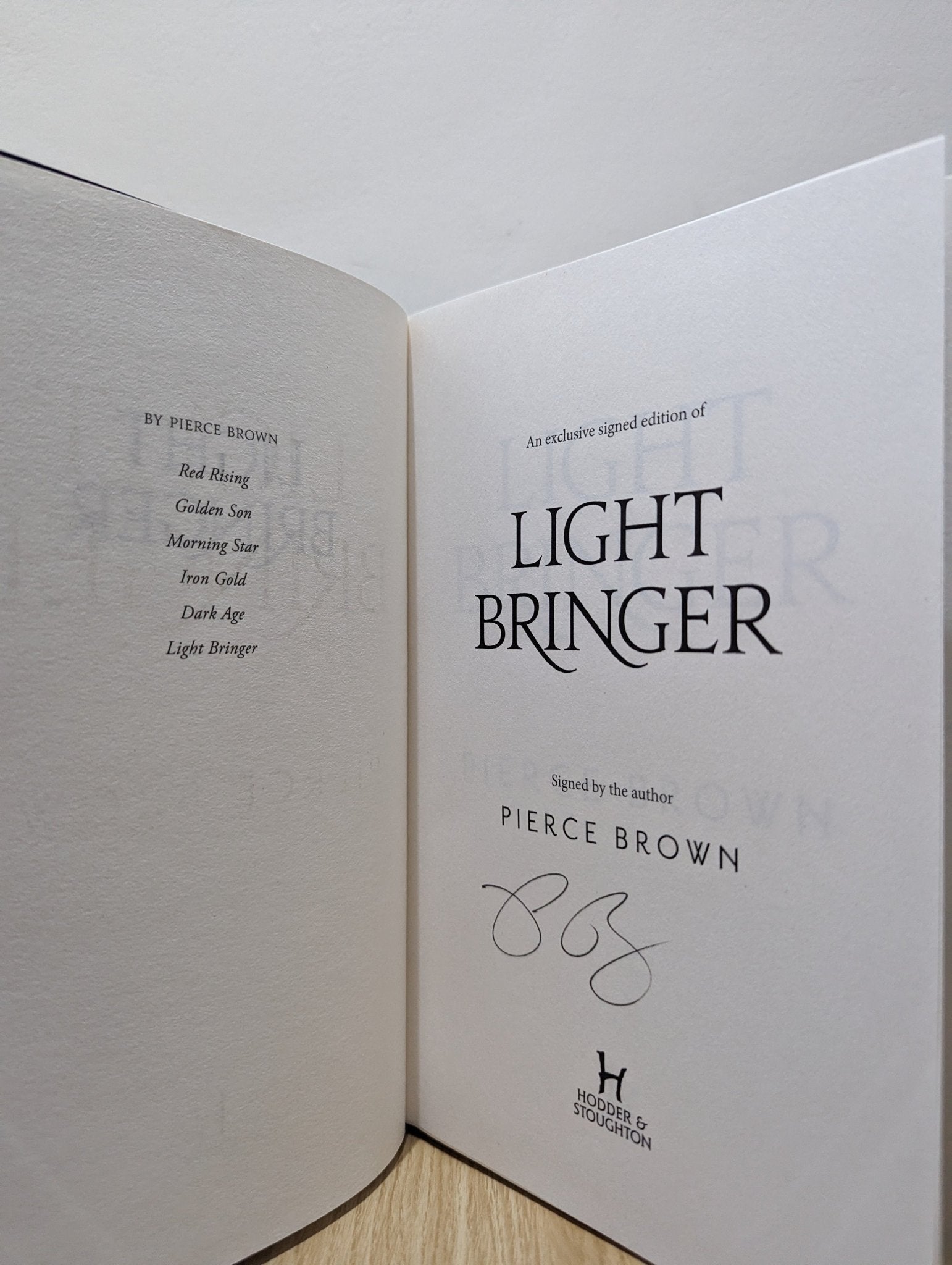 Light Bringer: A Red Rising Novel by Pierce Brown (Signed First Edition) - Fialta Books