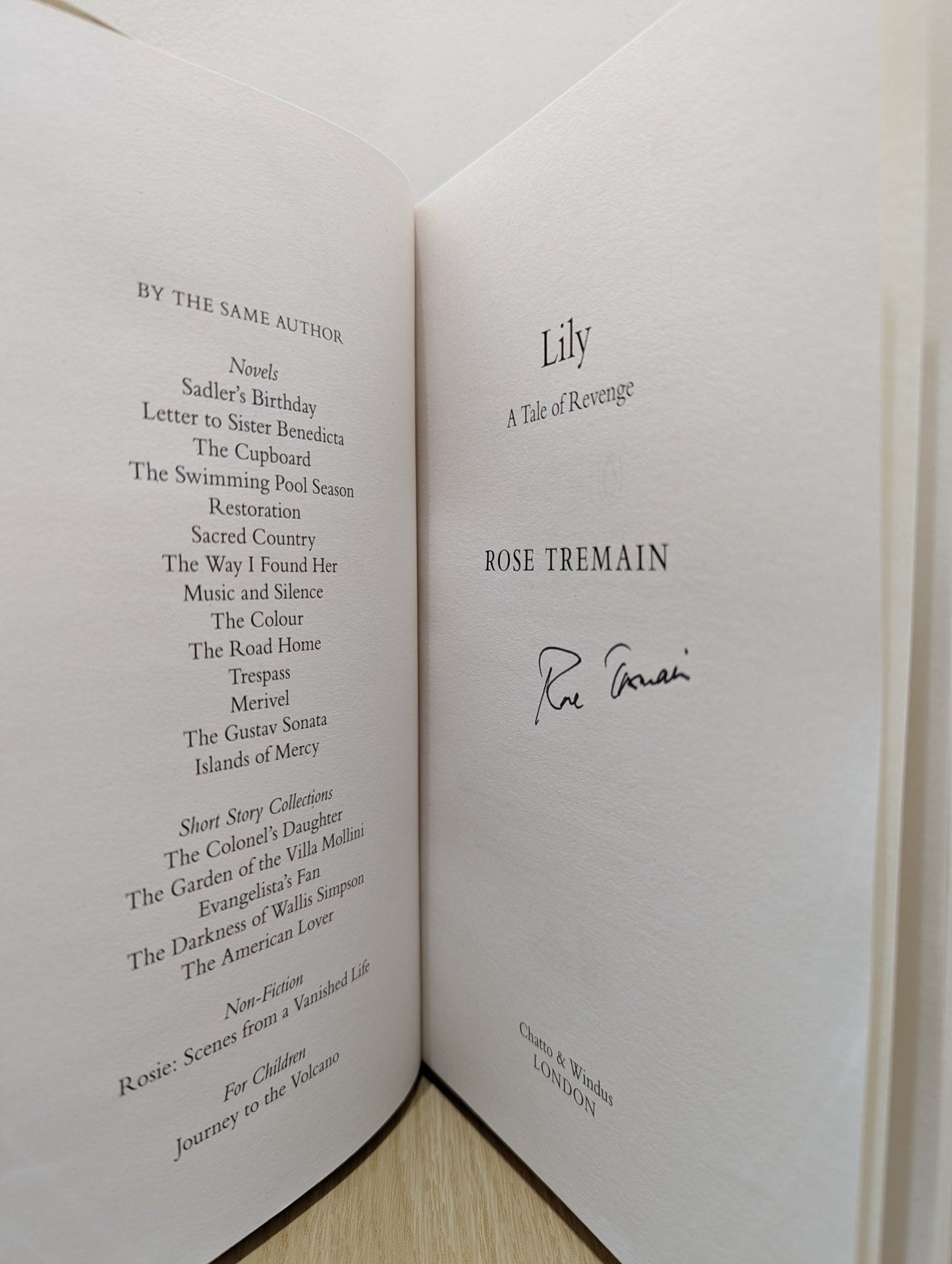 Lily: A Tale of Revenge by Rose Tremain (Signed First Edition) - Fialta Books
