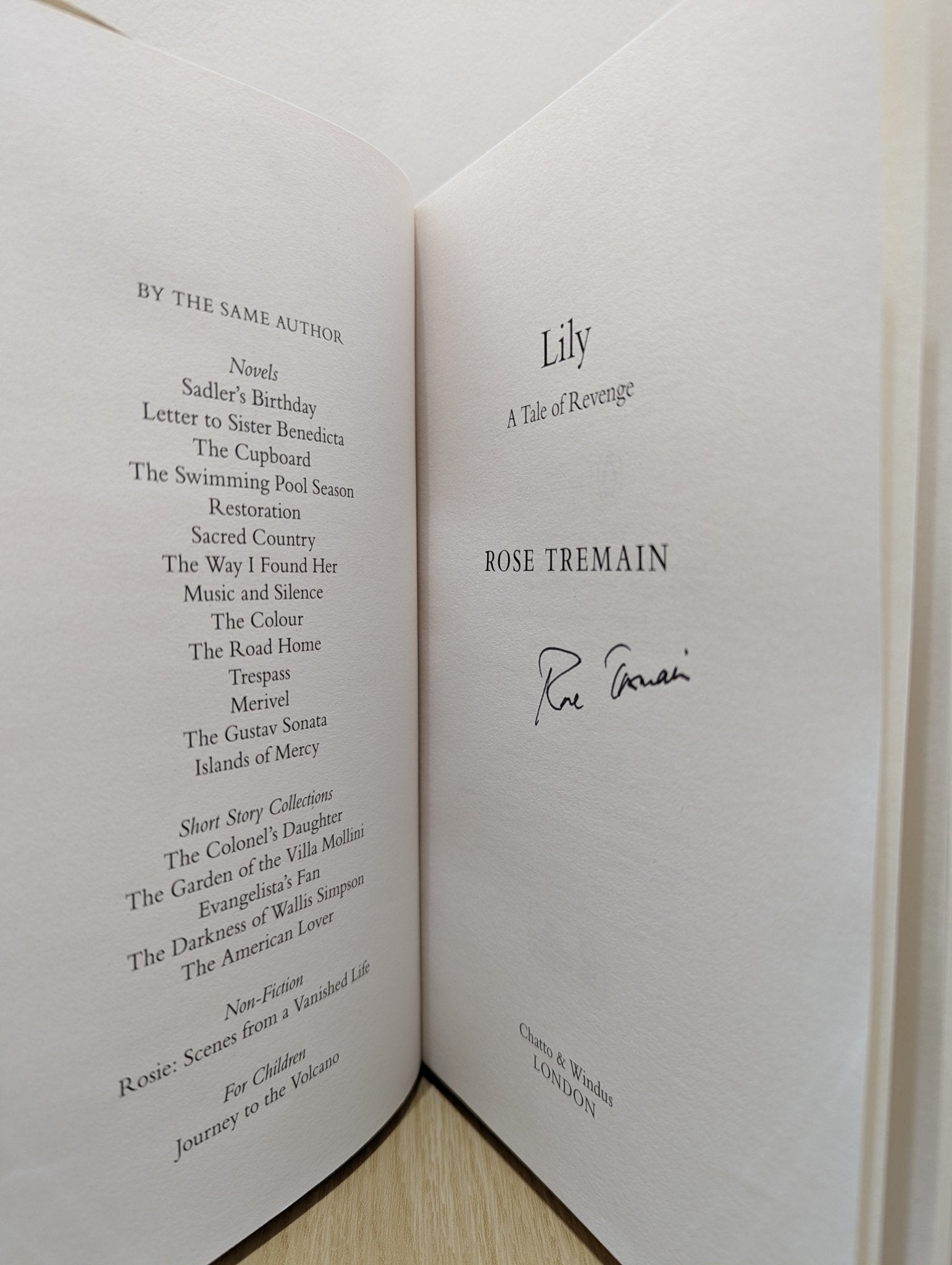 Lily: A Tale of Revenge by Rose Tremain (Signed First Edition) - Fialta Books