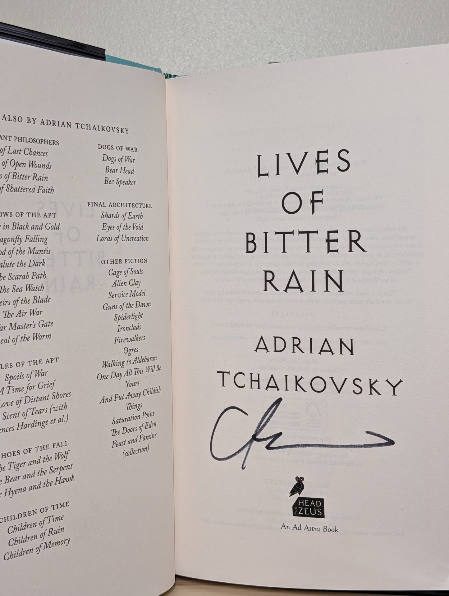 Lives of Bitter Rain by Adrian Tchaikovsky (Signed First Edition) - Fialta Books