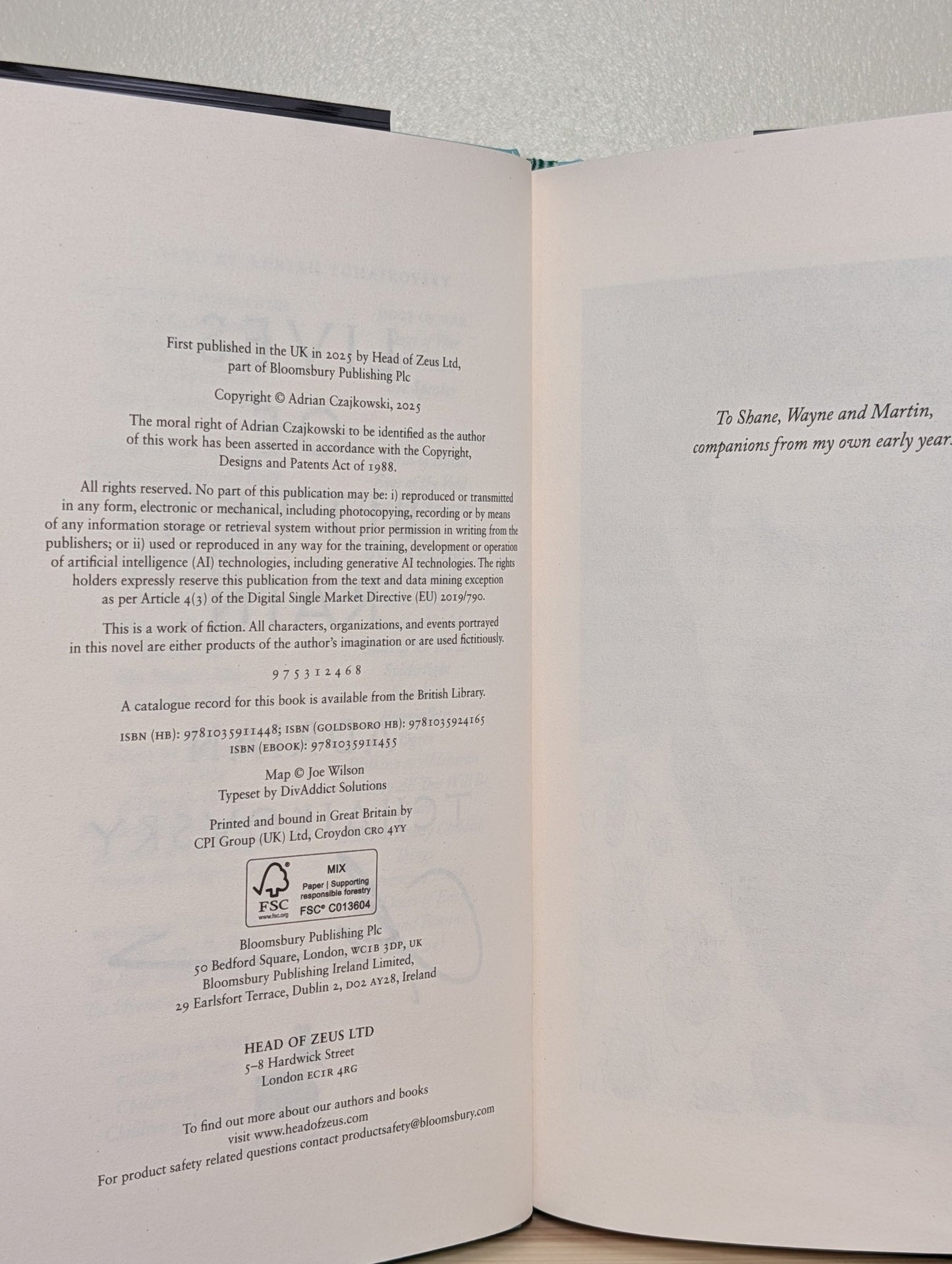 Lives of Bitter Rain by Adrian Tchaikovsky (Signed First Edition) - Fialta Books