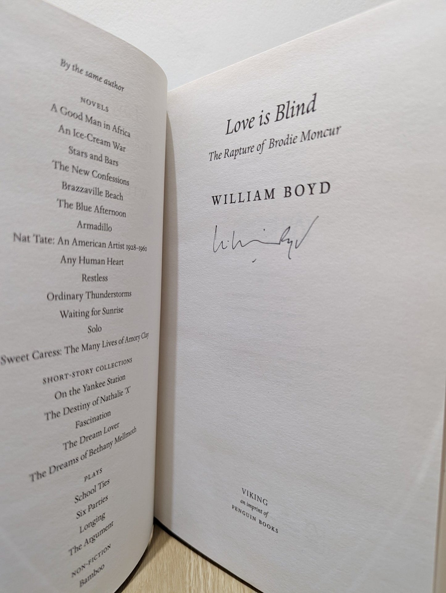 Love is Blind by William Boyd (Signed First Edition) - Fialta Books