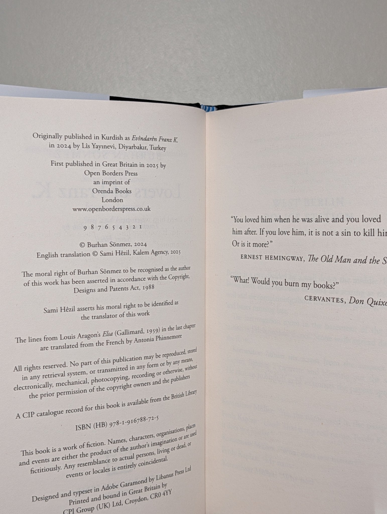 Lovers of Franz K. by Burhan Sonmez (Signed First Edition) - Fialta Books