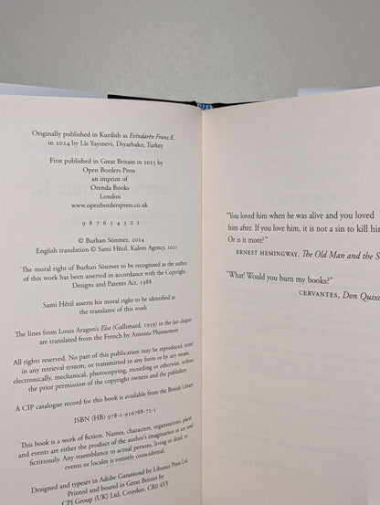 Lovers of Franz K. by Burhan Sonmez (Signed First Edition) - Fialta Books
