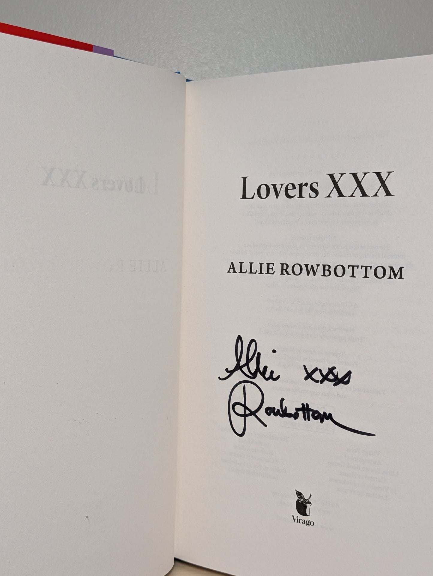 Lovers XXX by Allie Rowbottom (Signed First Edition) - Fialta Books