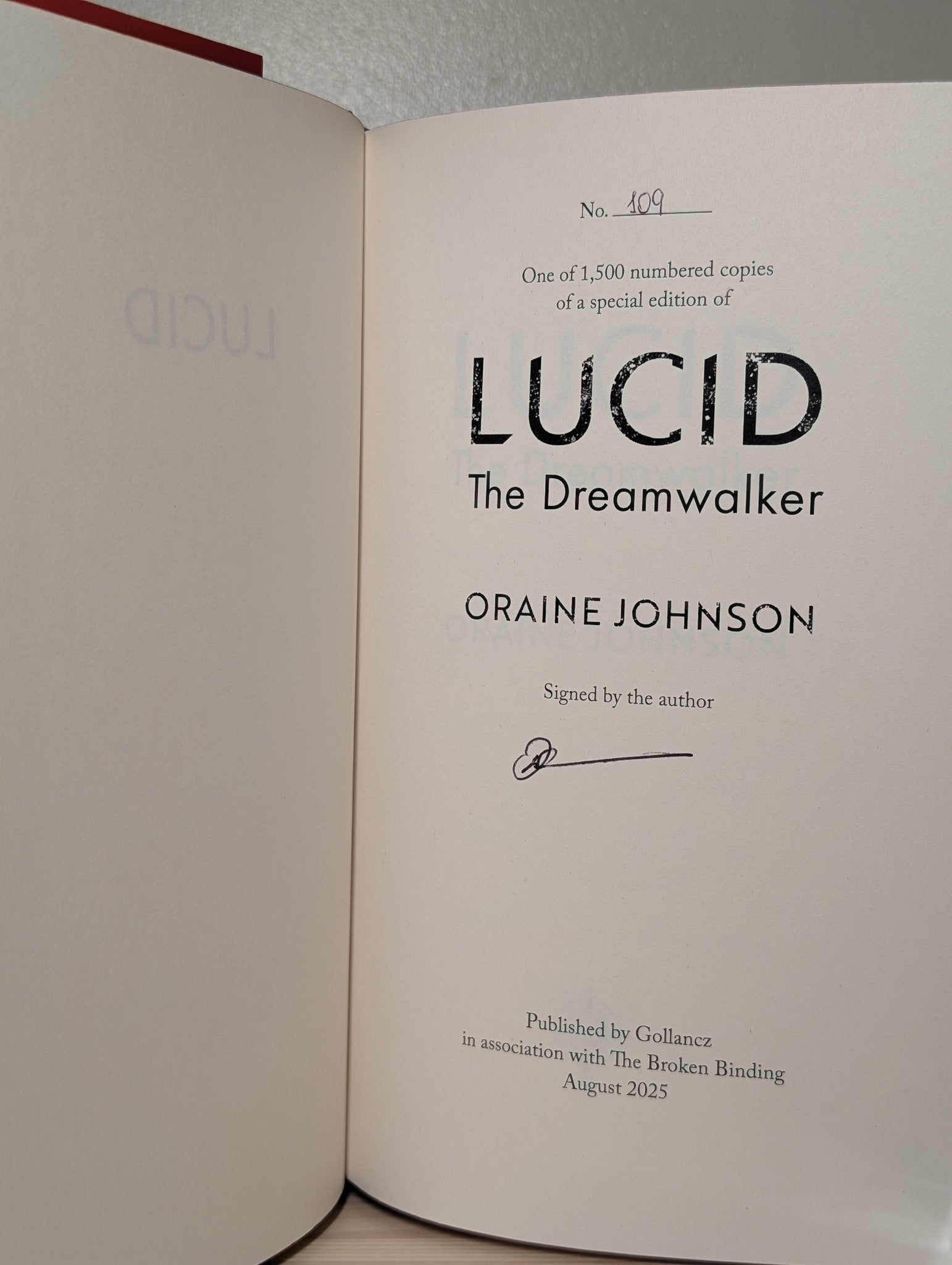 Lucid by Oraine Johnson (Signed First Edition with sprayed edges) - Fialta Books