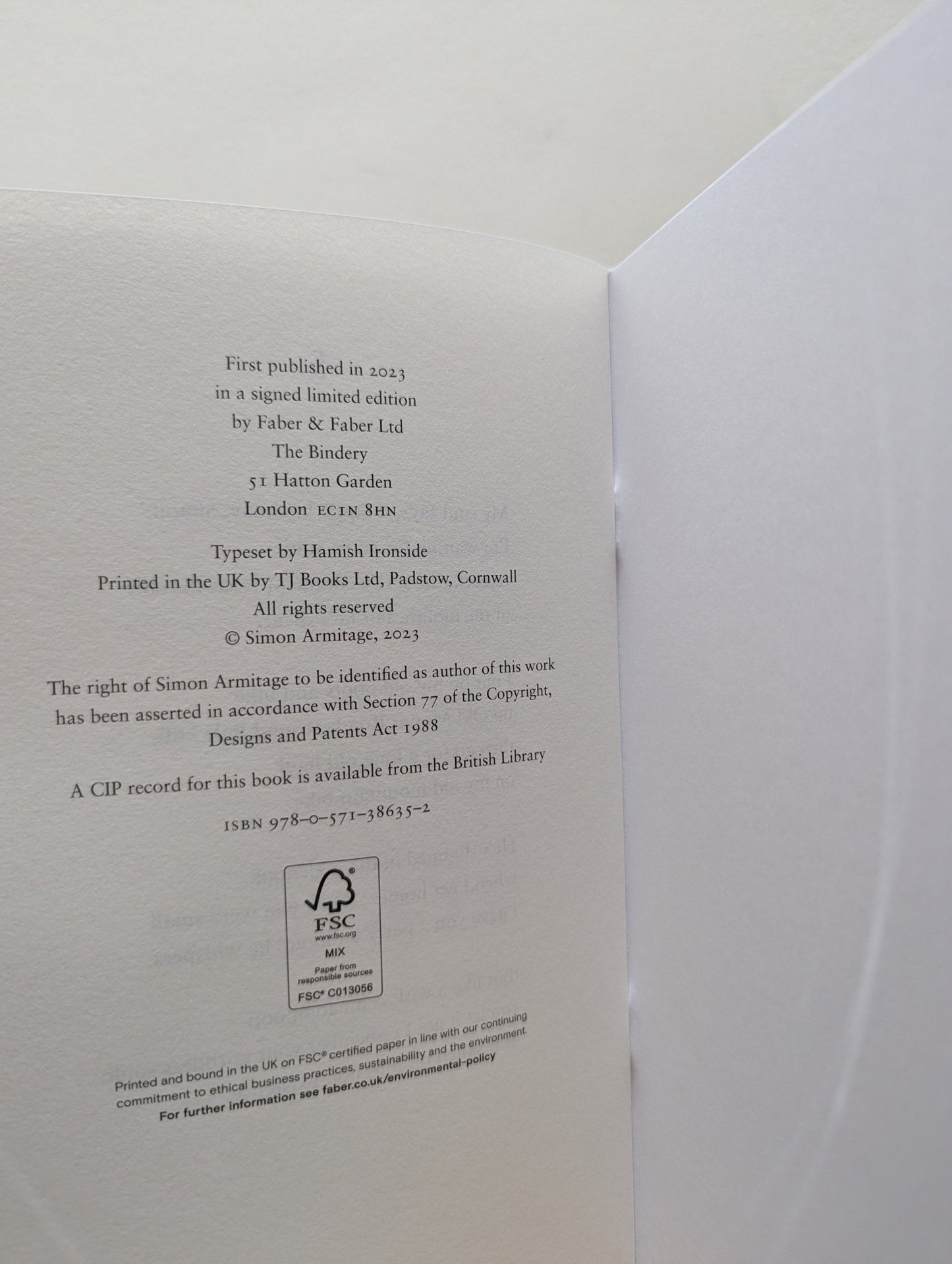 LX by Simon Armitage (Signed pamphlet) - Fialta Books