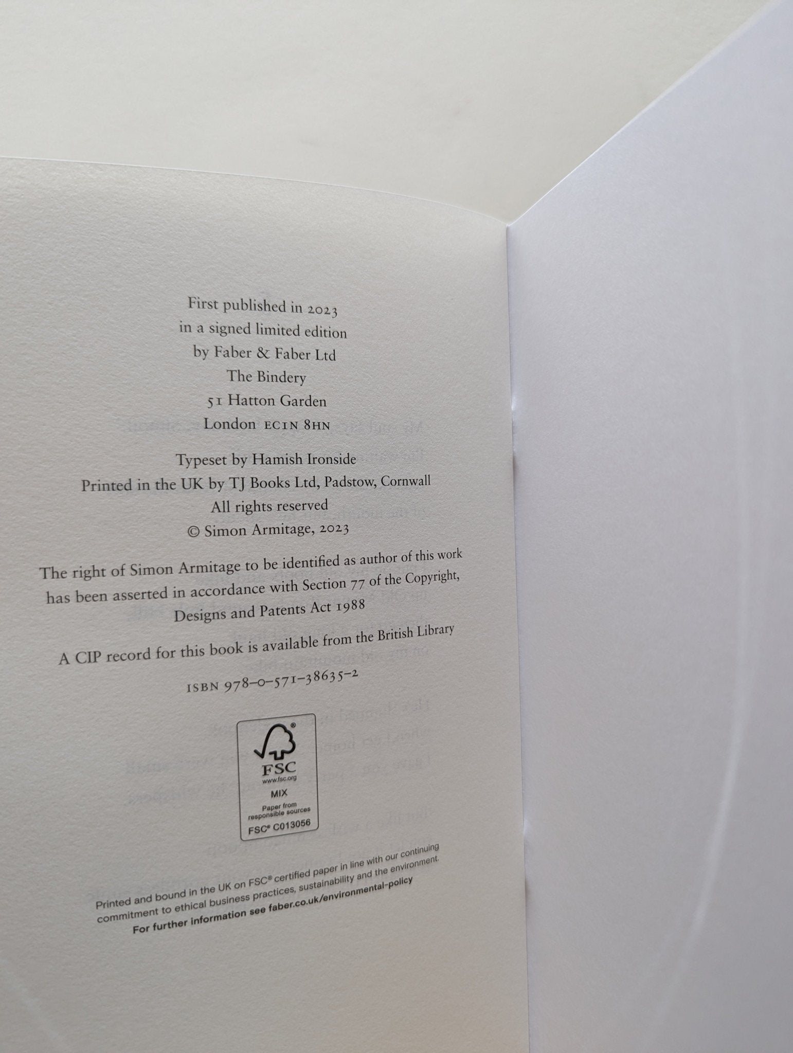 LX by Simon Armitage (Signed pamphlet) - Fialta Books