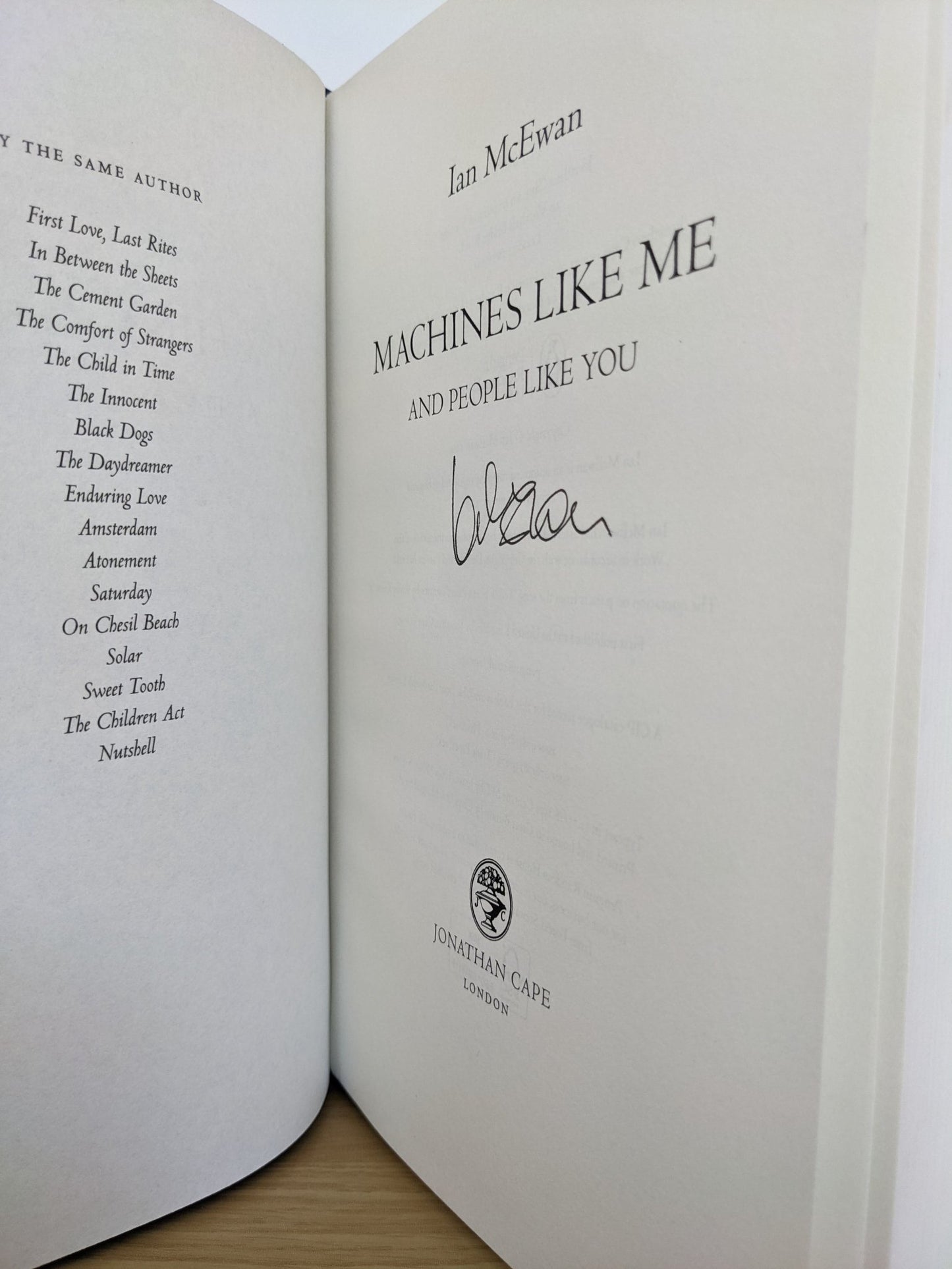 Machines Like Me by Ian McEwan (Signed First Edition) - Fialta Books