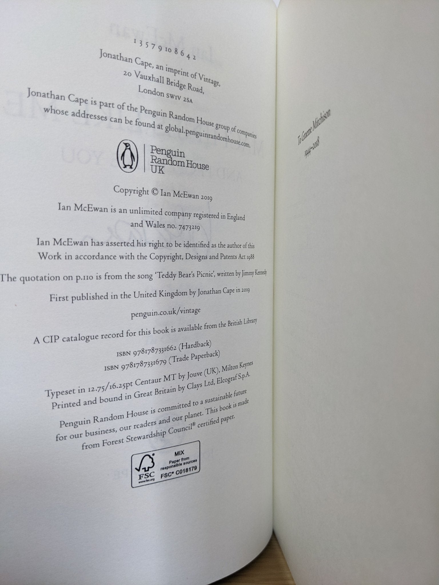 Machines Like Me by Ian McEwan (Signed First Edition) - Fialta Books